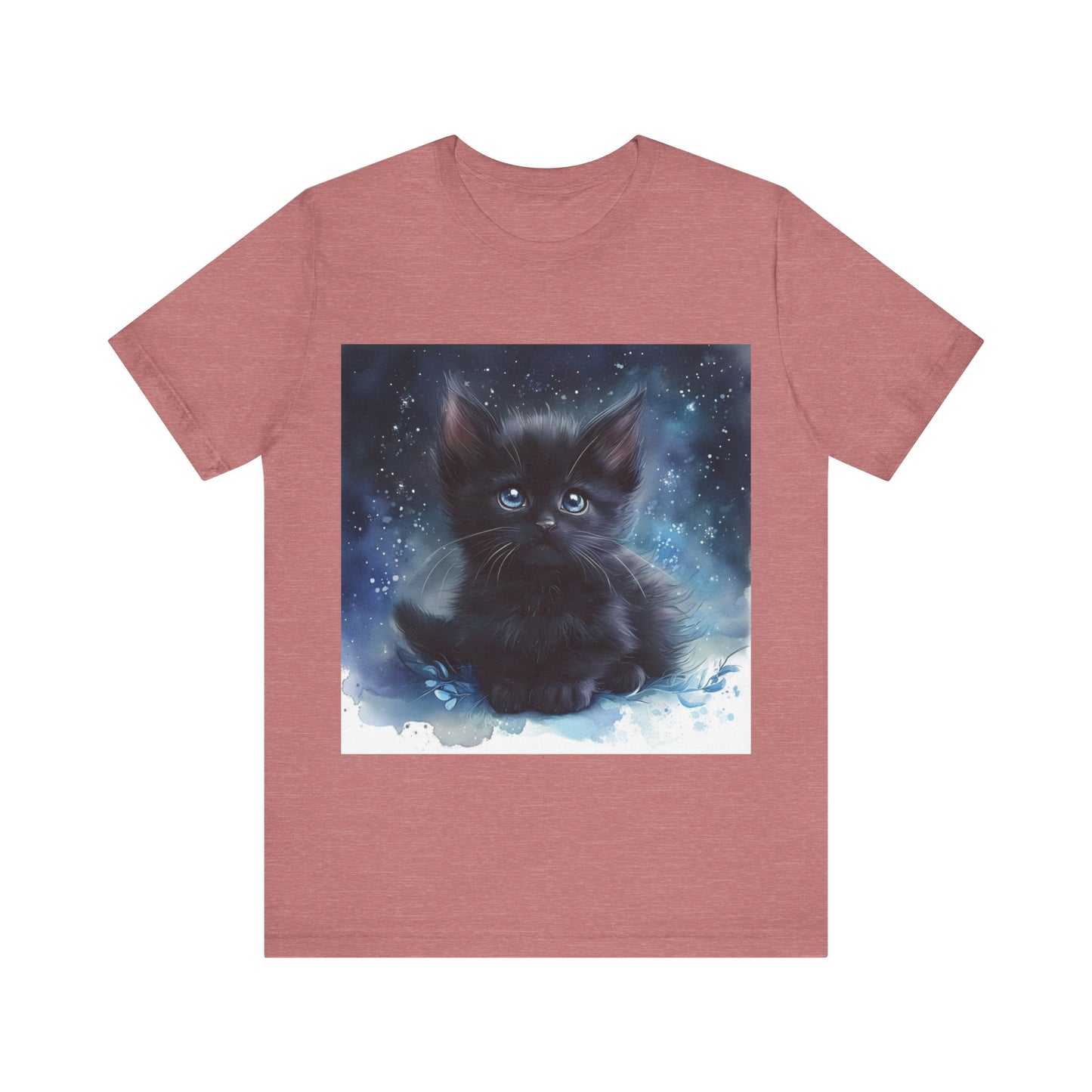 Starry Sky Black Kitten Unisex Jersey Short Sleeve Tee