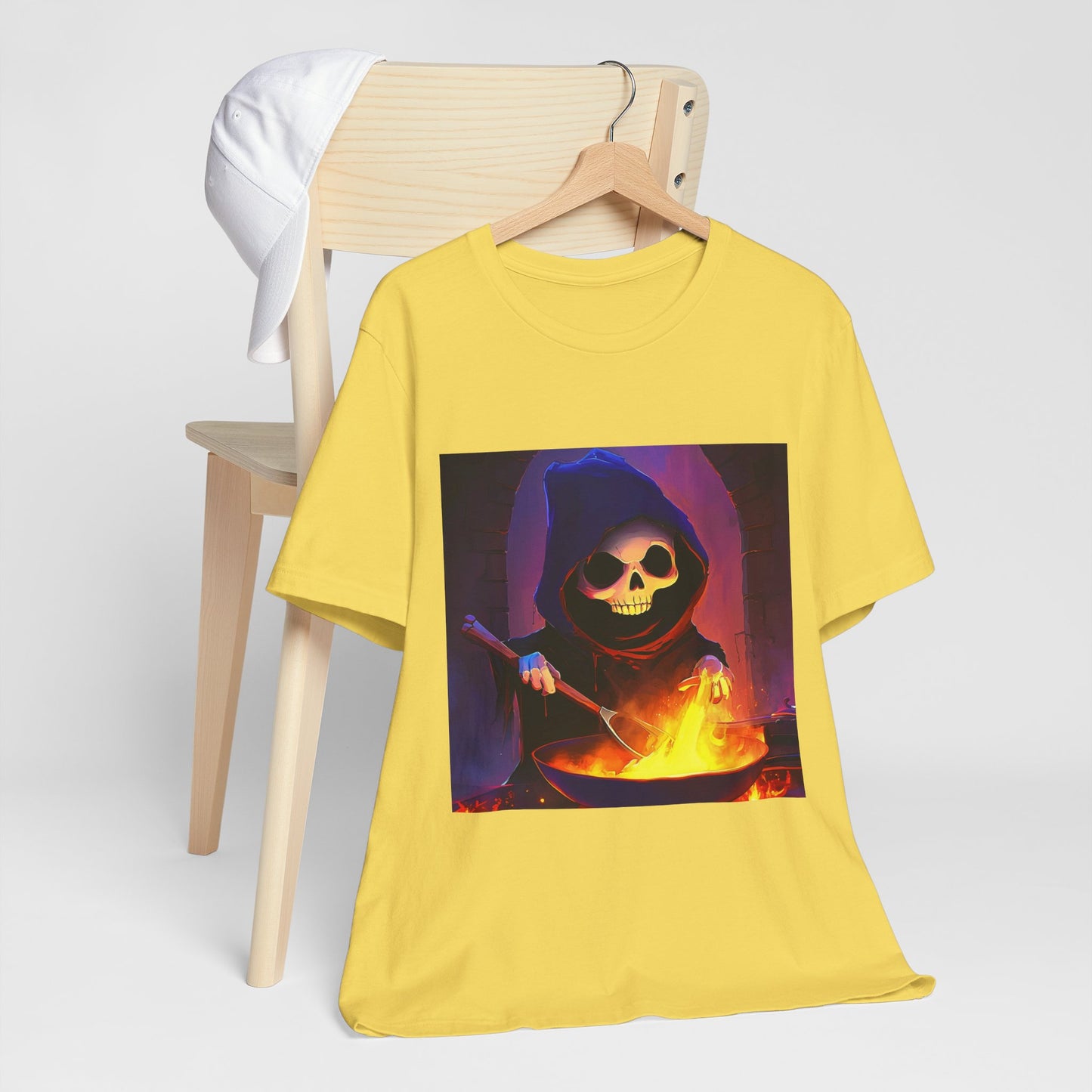 Happy Grim Reaper Cooking Unisex Jersey Short Sleeve Tee