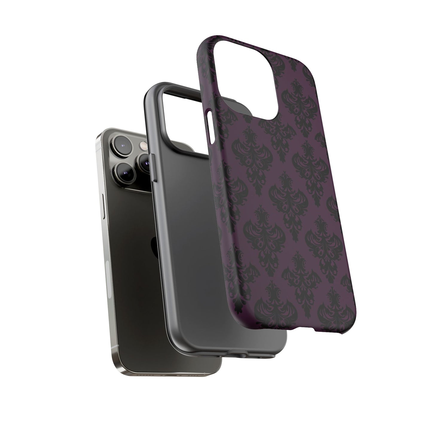 Purple and Black Victorian Damask Pattern Tough Cases