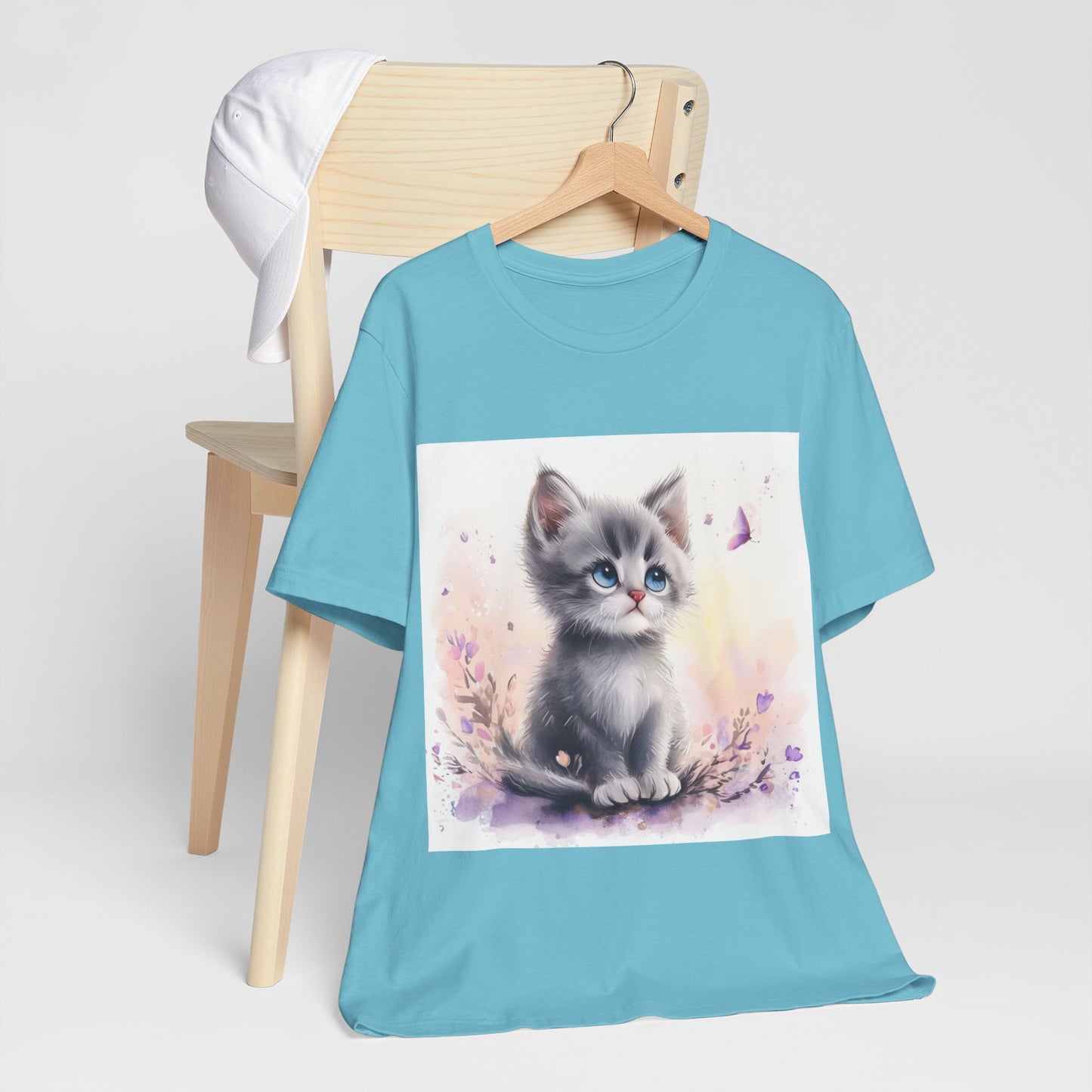 Butterfly Gray Kitten Unisex Jersey Short Sleeve Tee