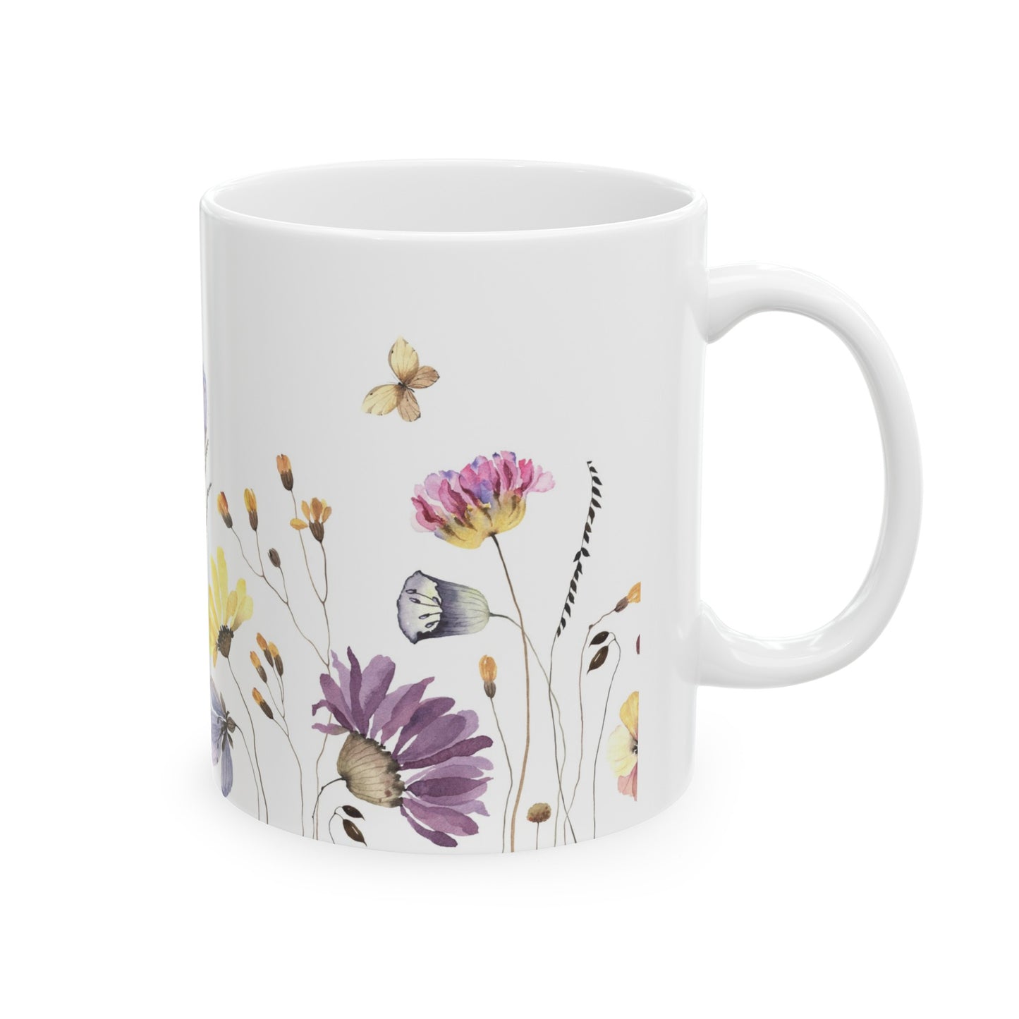 Purple Wildflower Ceramic Mug, 11oz