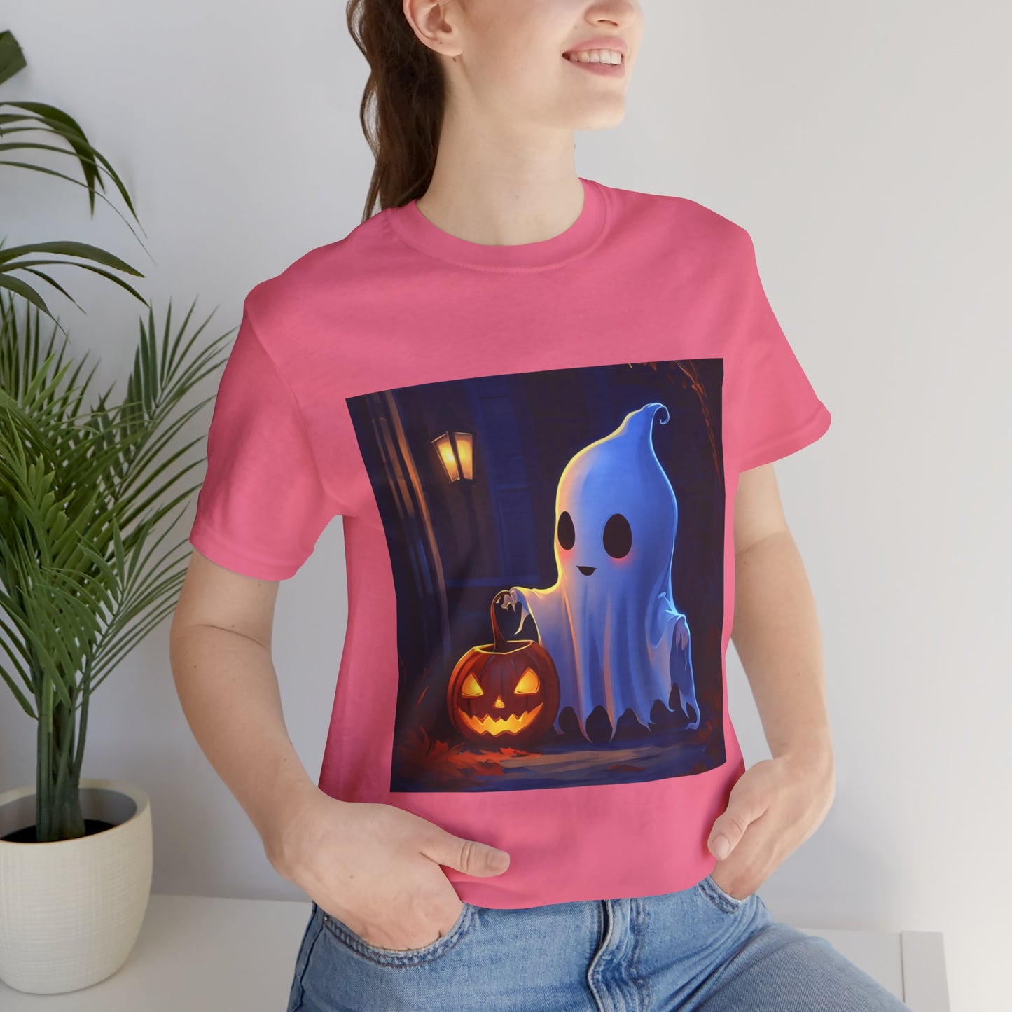 Cute Ghost Trick or Treating Unisex Jersey Short Sleeve Tee