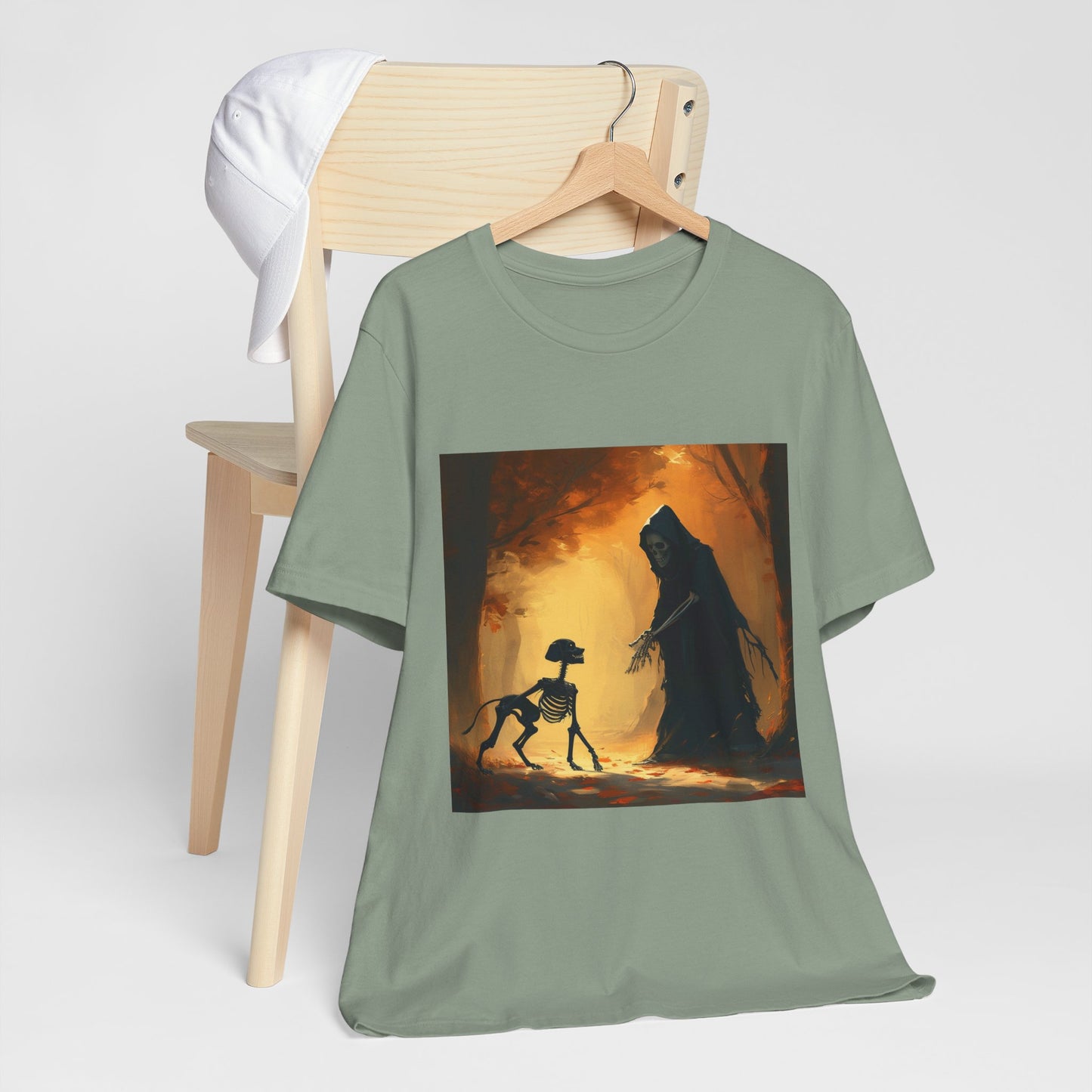 Grim Reaper Playing Fetch Unisex Jersey Short Sleeve Tee