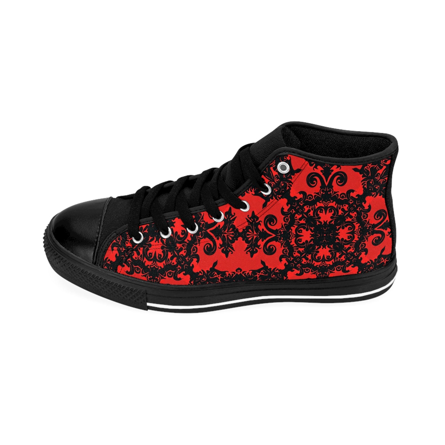 Red and Black Intricate Pattern Women's Classic Sneakers