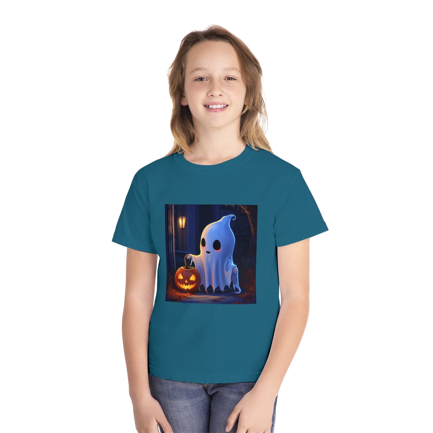 Cute Ghost Trick or Treating Youth Midweight Tee