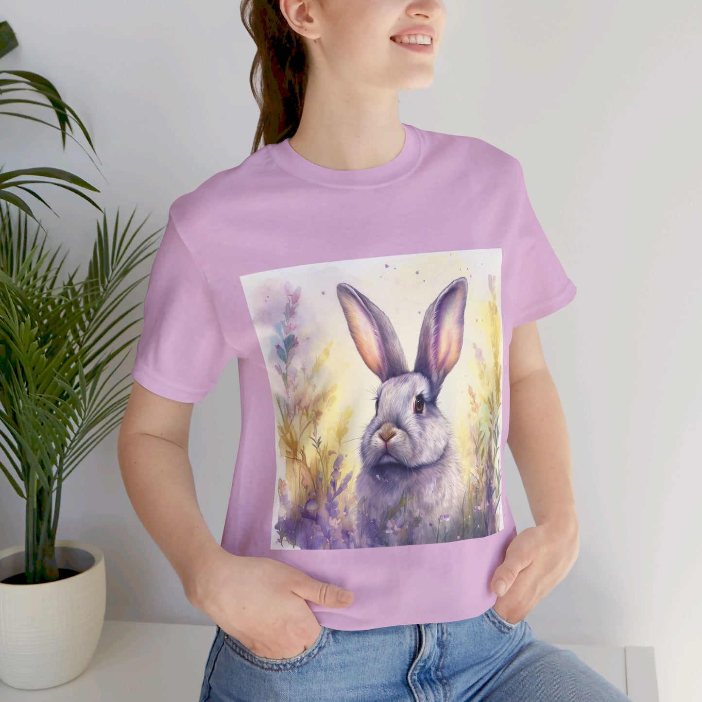 Realistic Cute Bunny Unisex Jersey Short Sleeve Tee