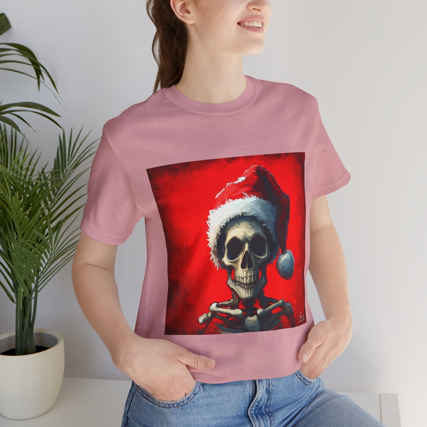 Dark Spooky Skeleton Santa Unisex Jersey Tee