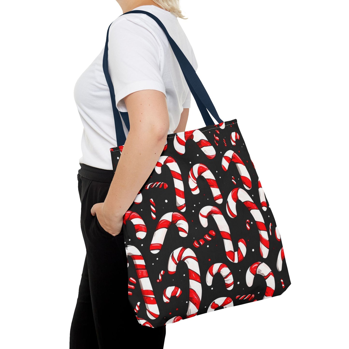 Cartoon Candy Canes Tote Bag (AOP)