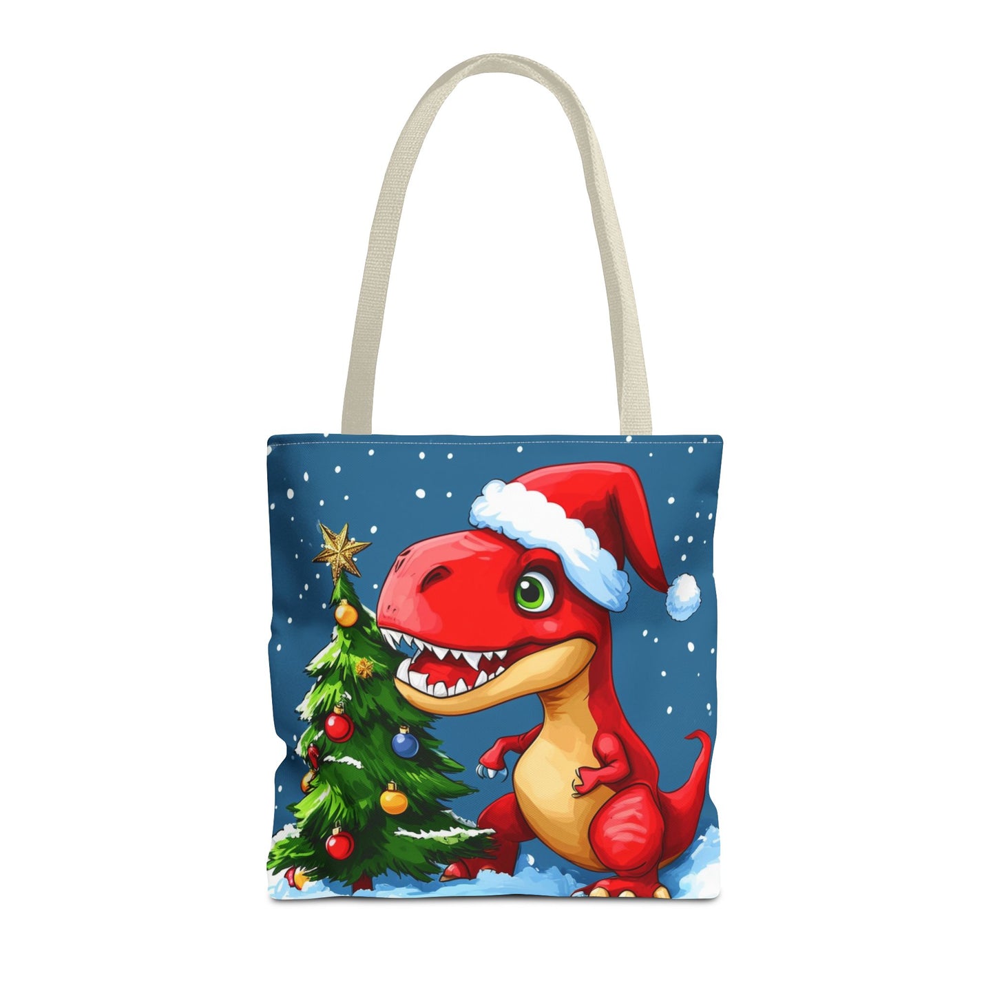 Cute Red Dino Holiday Tote Bag (AOP)