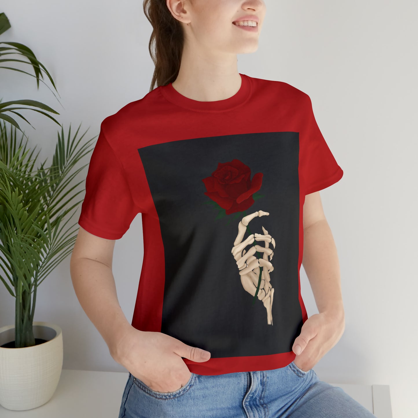 Rose with Skeleton Unisex Jersey Short Sleeve Tee