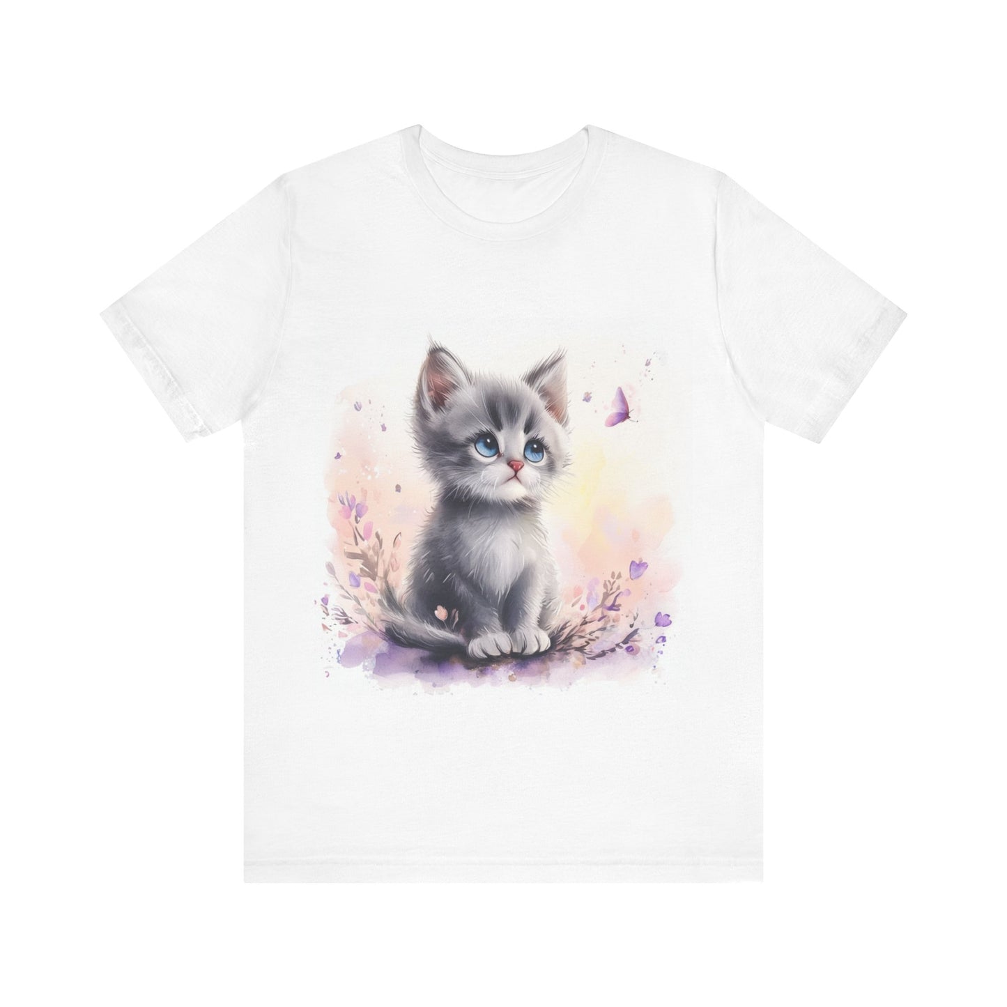 Butterfly Gray Kitten Unisex Jersey Short Sleeve Tee