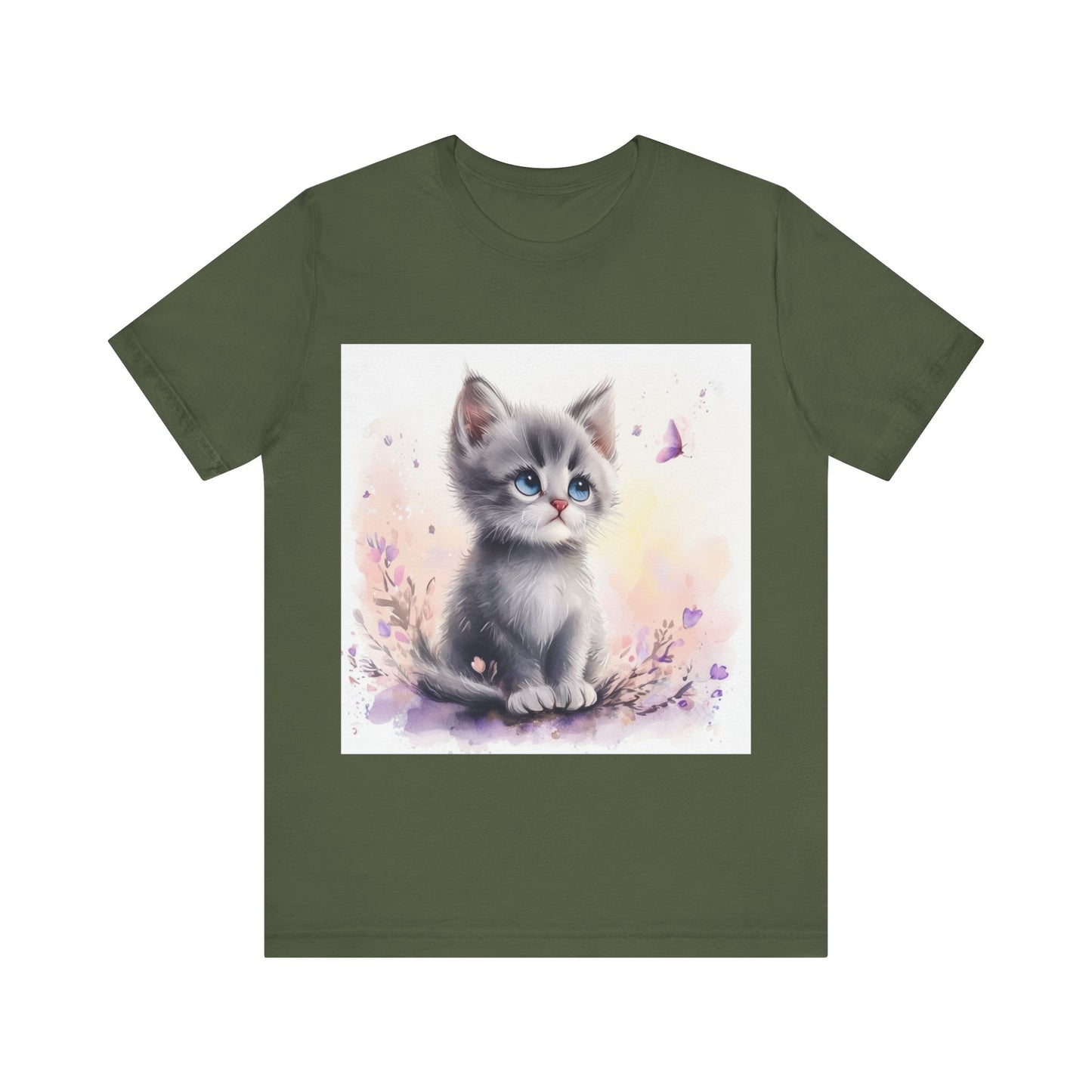 Butterfly Gray Kitten Unisex Jersey Short Sleeve Tee