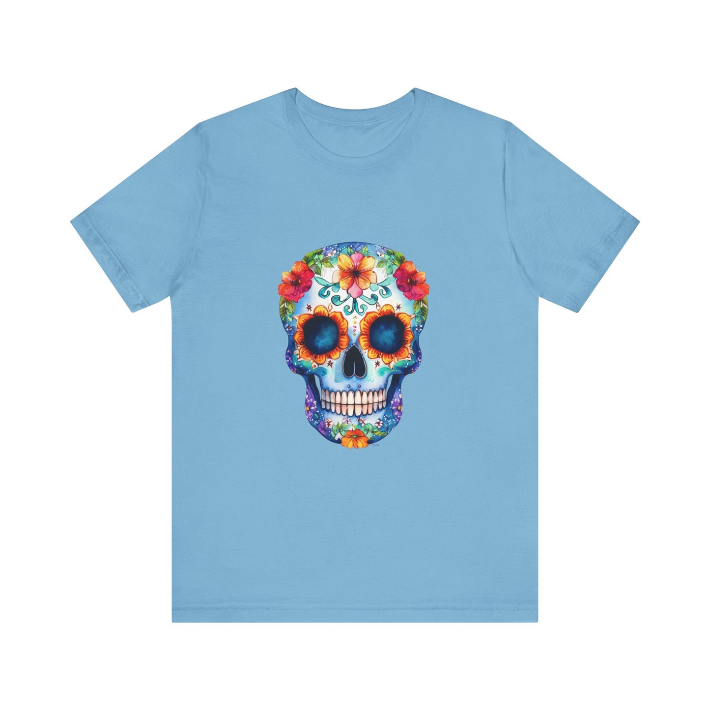 Blue Sugar Skull Unisex Jersey Short Sleeve Tee