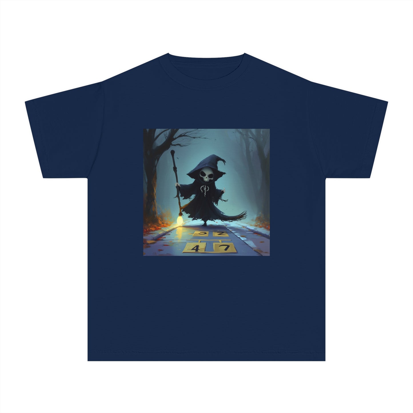 Grim Reaper Playing Hopscotch Youth Midweight Tee