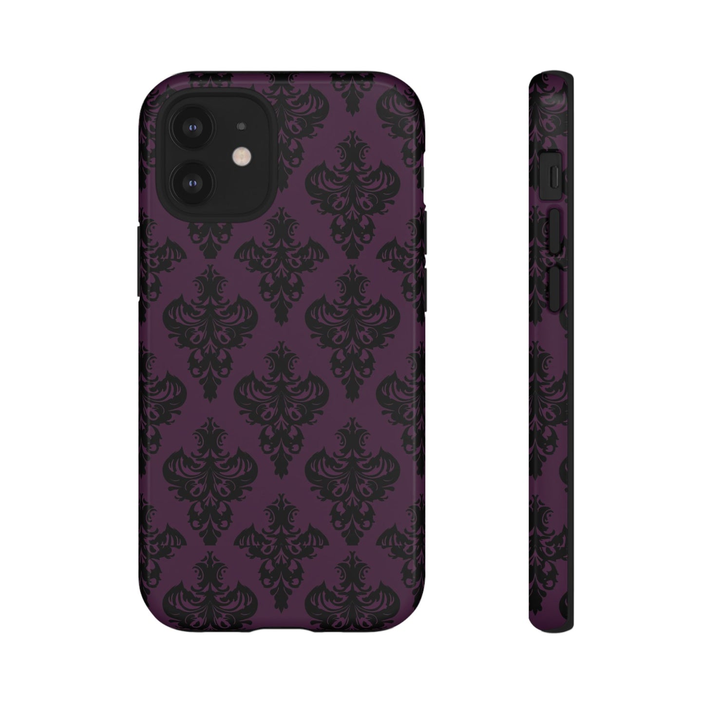 Purple and Black Victorian Damask Pattern Tough Cases