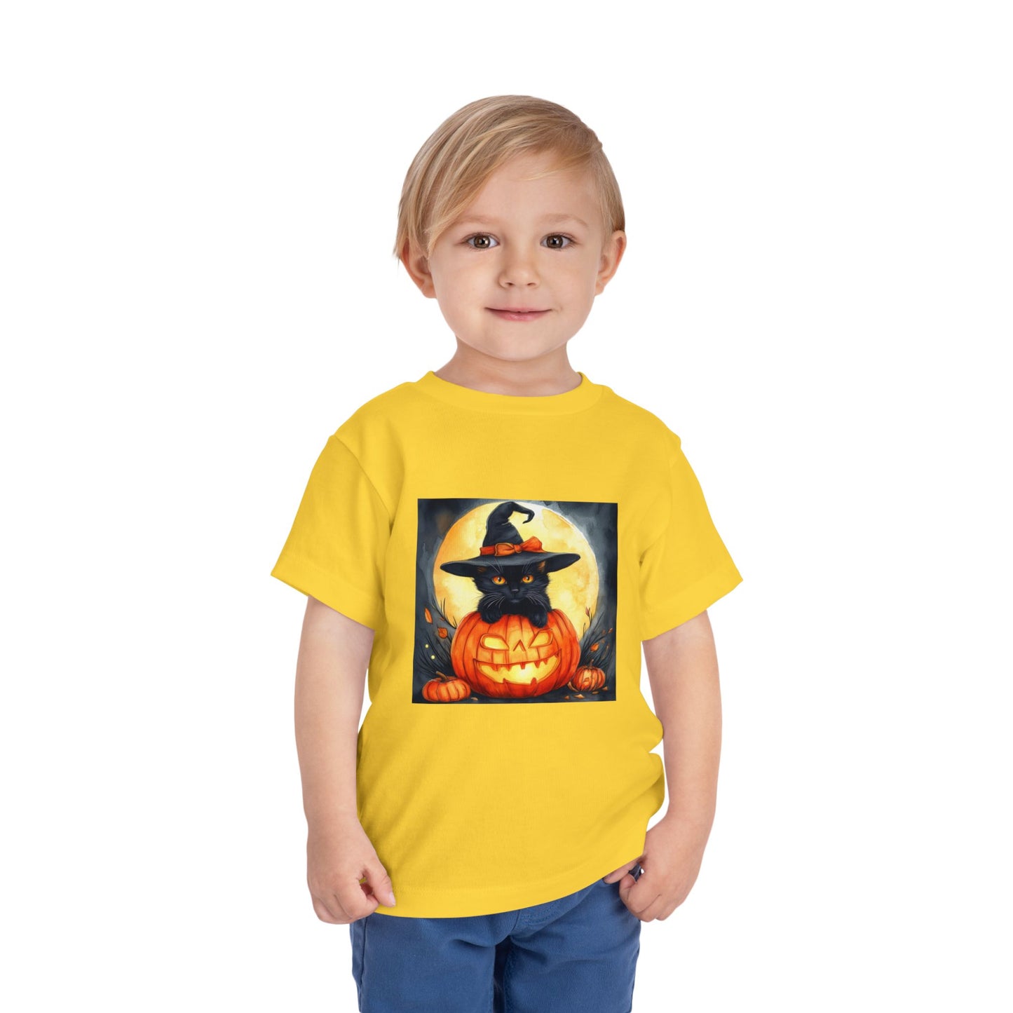 Cat In a Jack O' Lantern Toddler Short Sleeve Tee