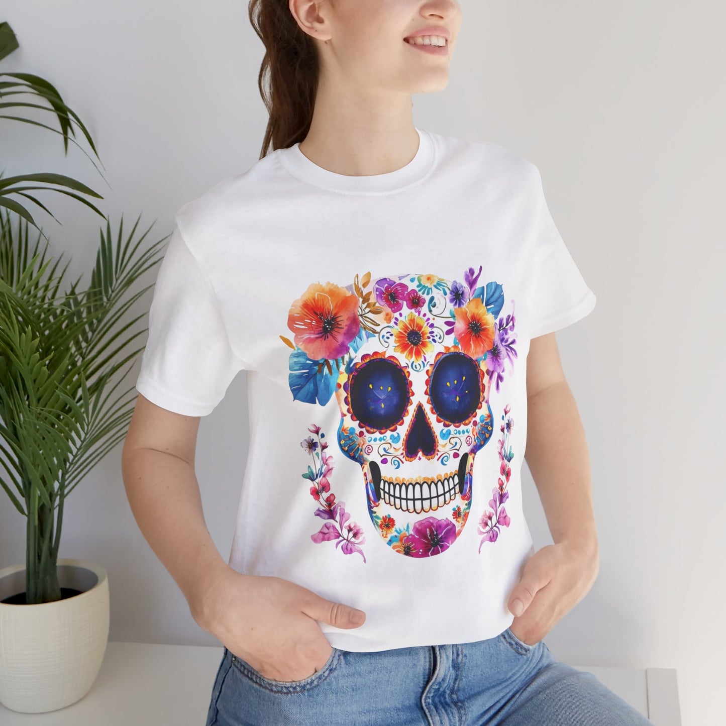 Day of the dead sugar skull Unisex Jersey Short Sleeve Tee