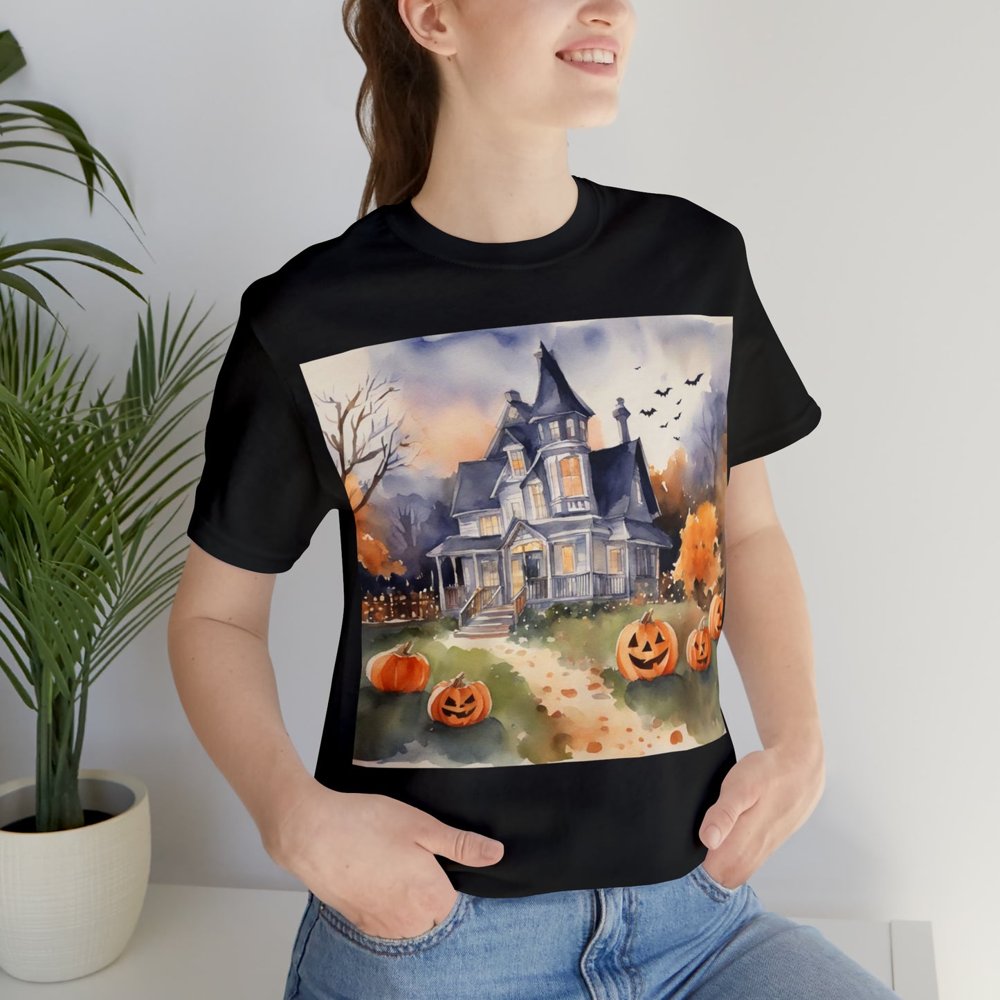 Haunted House Halloween Unisex Jersey Short Sleeve Tee