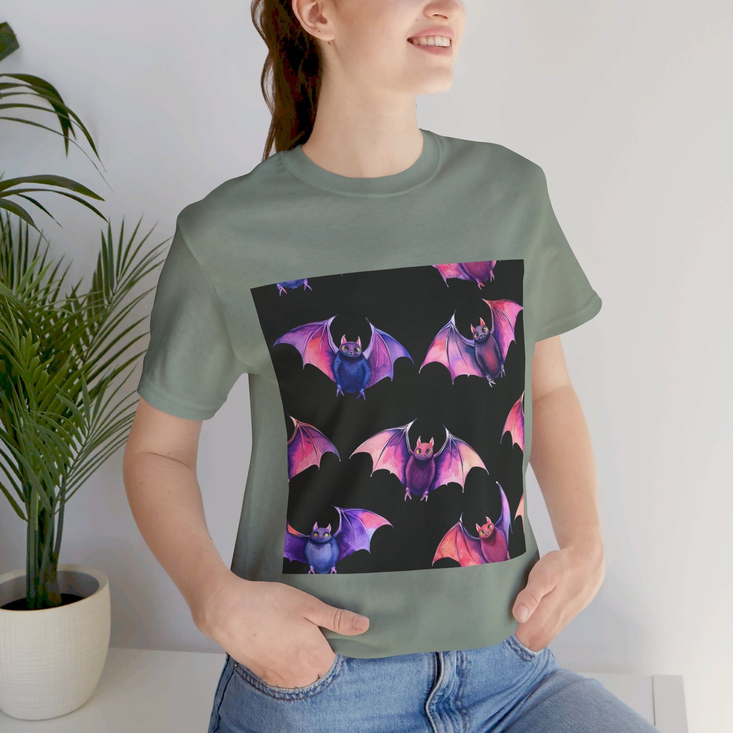 Bright Bat Pattern Unisex Jersey Short Sleeve Tee