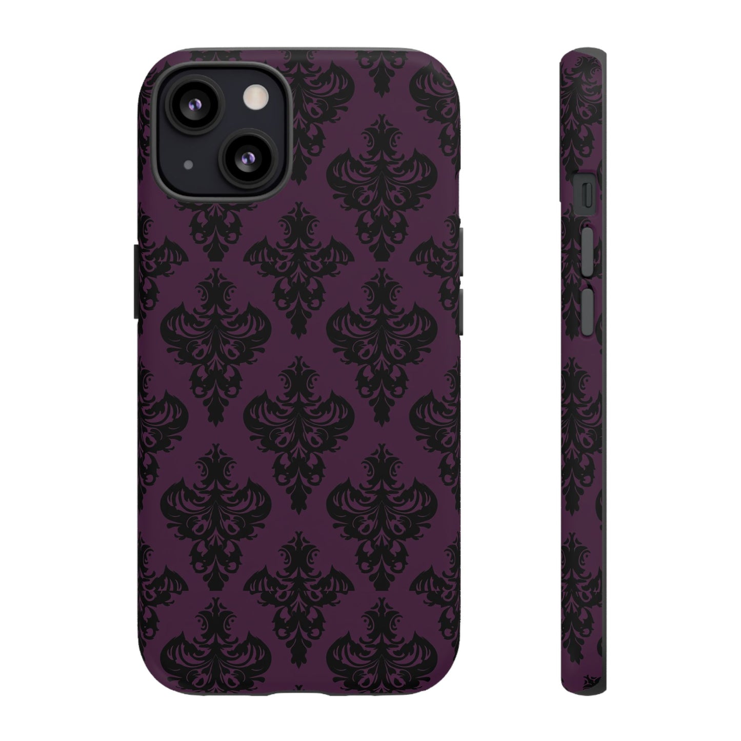 Purple and Black Victorian Damask Pattern Tough Cases