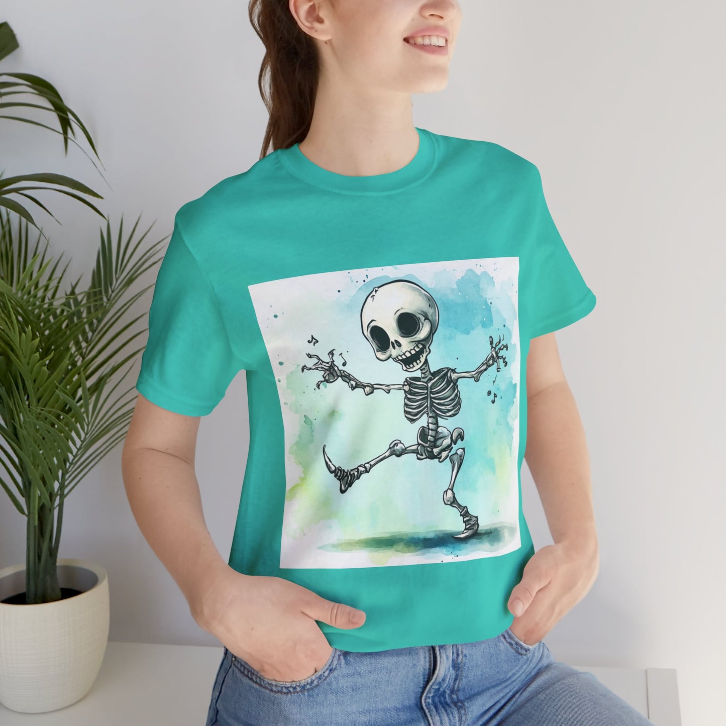 Happy Cute Skeleton Unisex Jersey Short Sleeve Tee