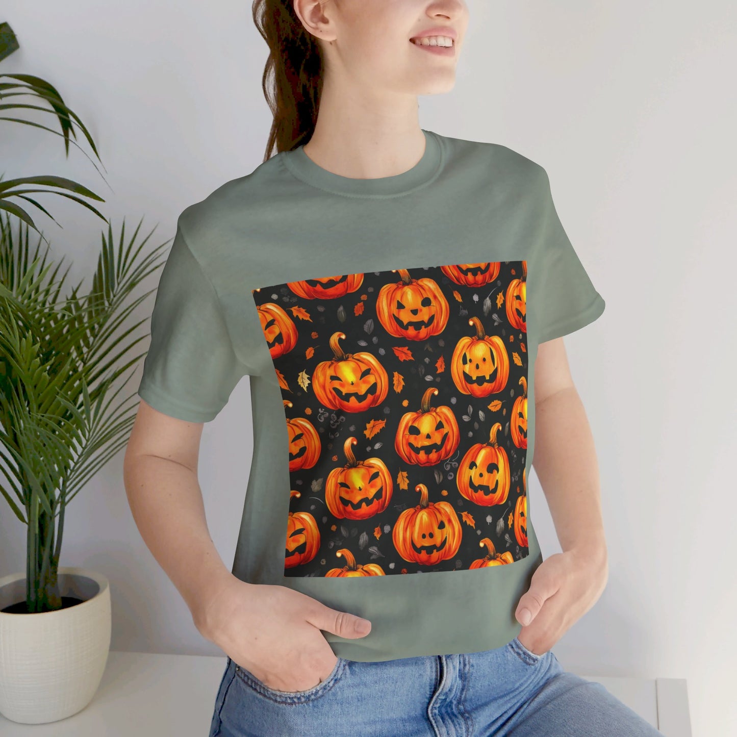 Cute Pumpkin Pattern Unisex Jersey Short Sleeve Tee