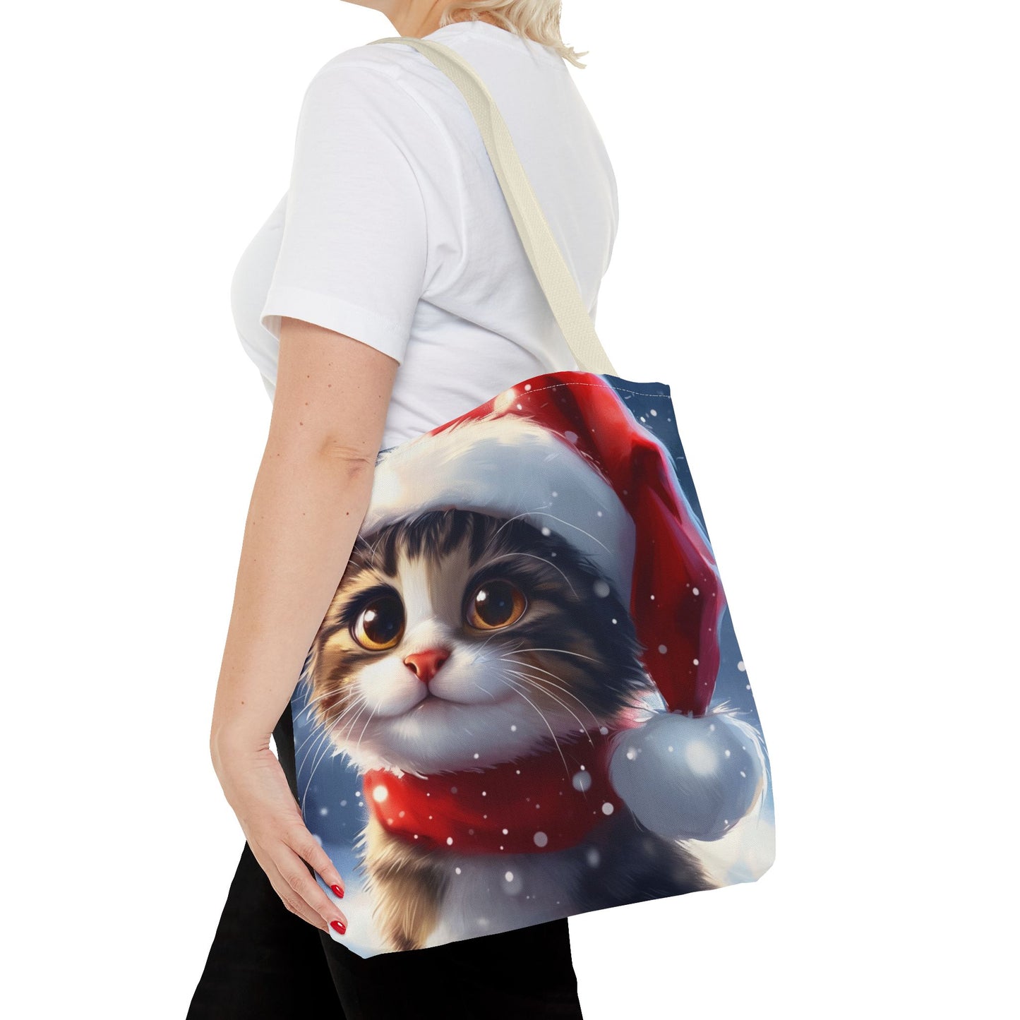 Cute Holiday Cat Tote Bag (AOP)