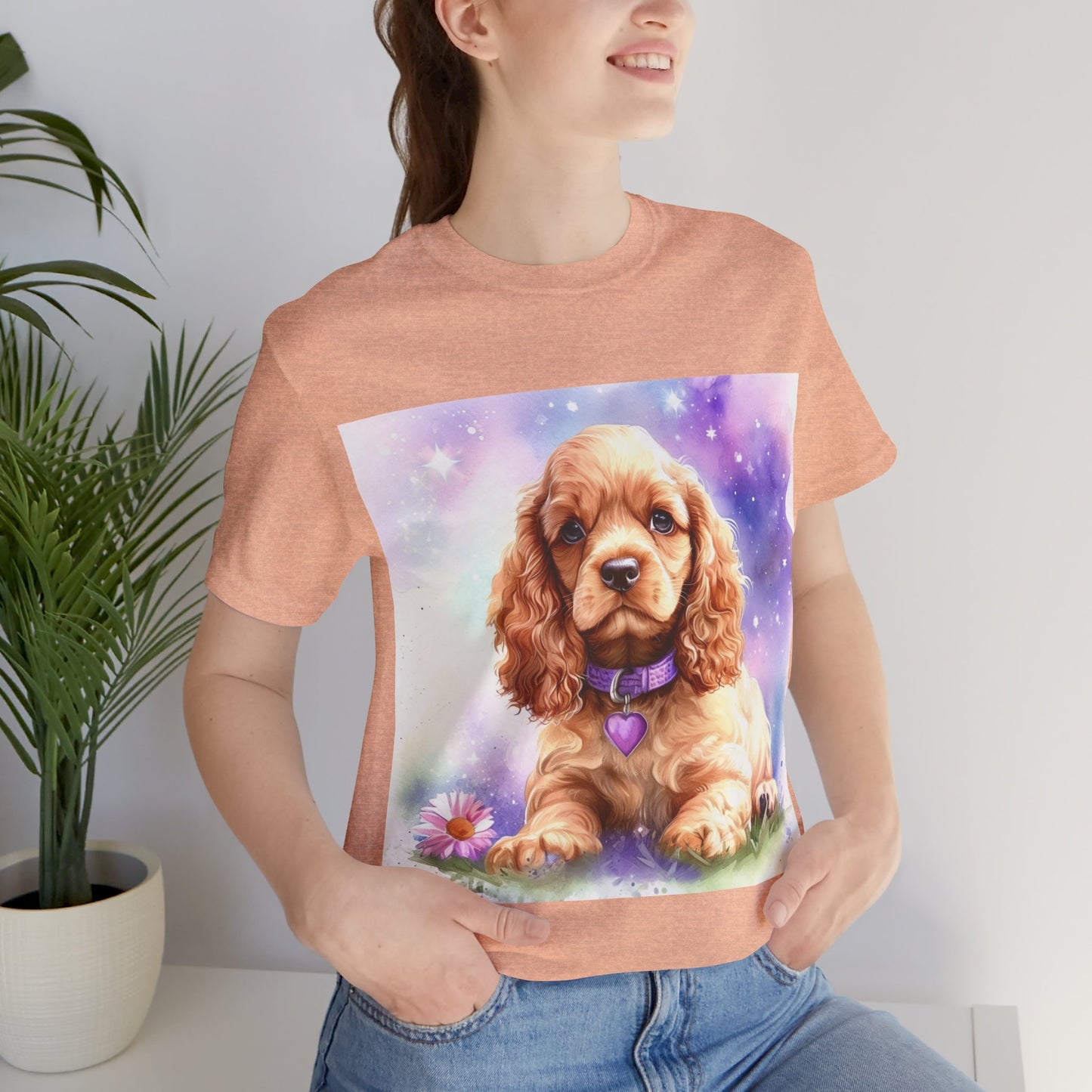 Cute Cocker Spaniel Unisex Jersey Short Sleeve Tee