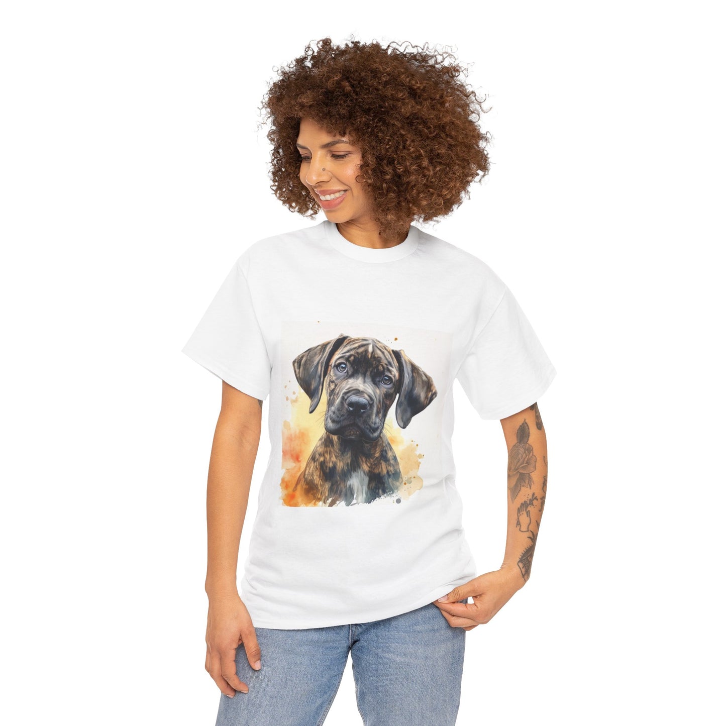 Brindle Great Dane Puppy Unisex Heavy Cotton Tee