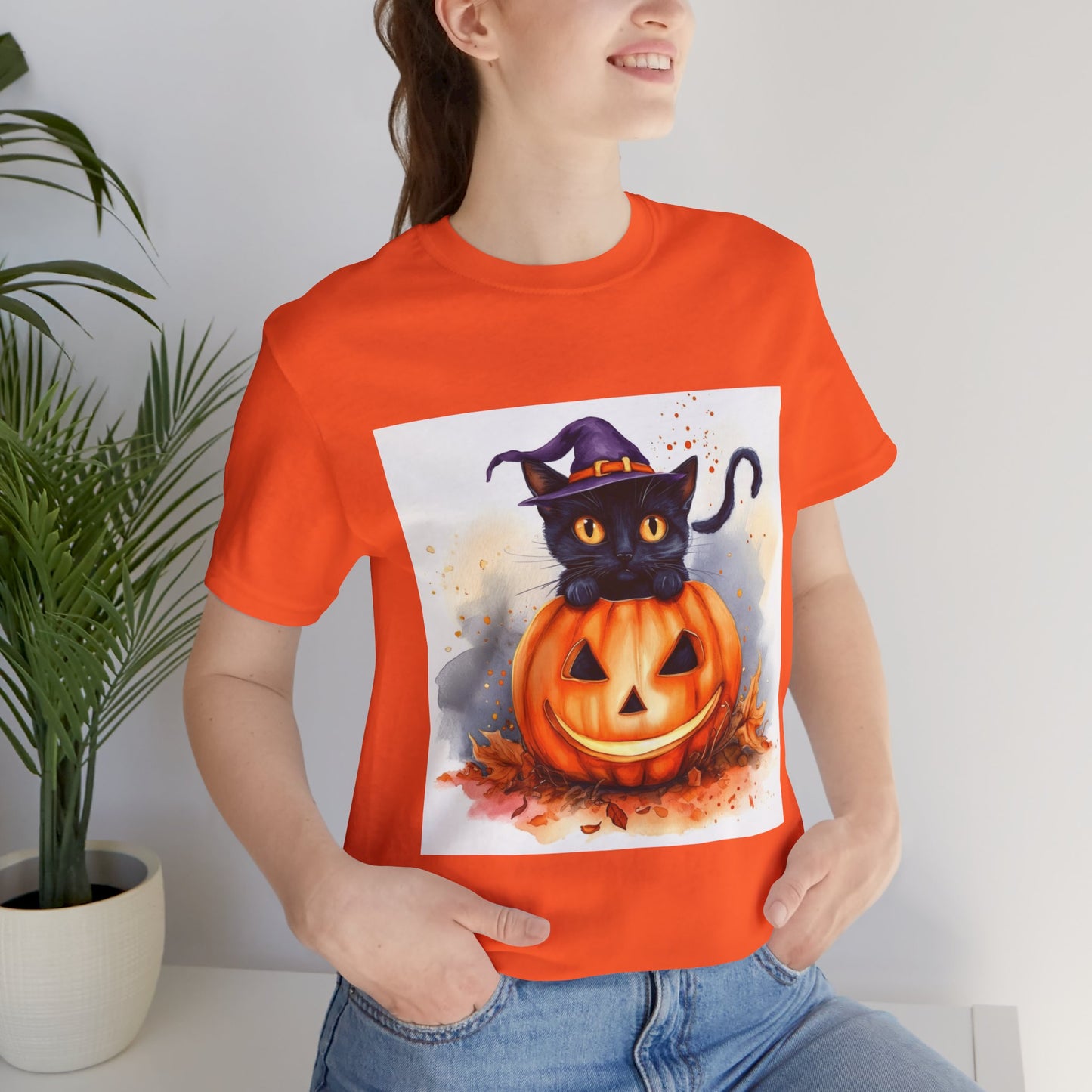 Halloween Cat Unisex Jersey Short Sleeve Tee