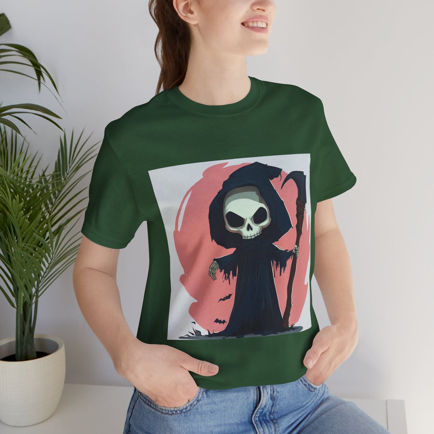 Cute Pink Grim Reaper Unisex Jersey Short Sleeve Tee