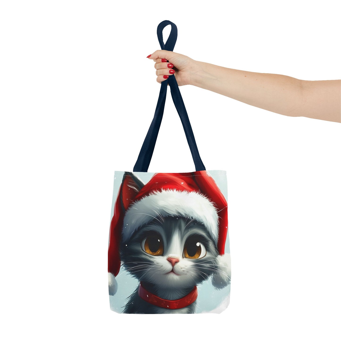 Adorable Festive Gray Cat Tote Bag (AOP)