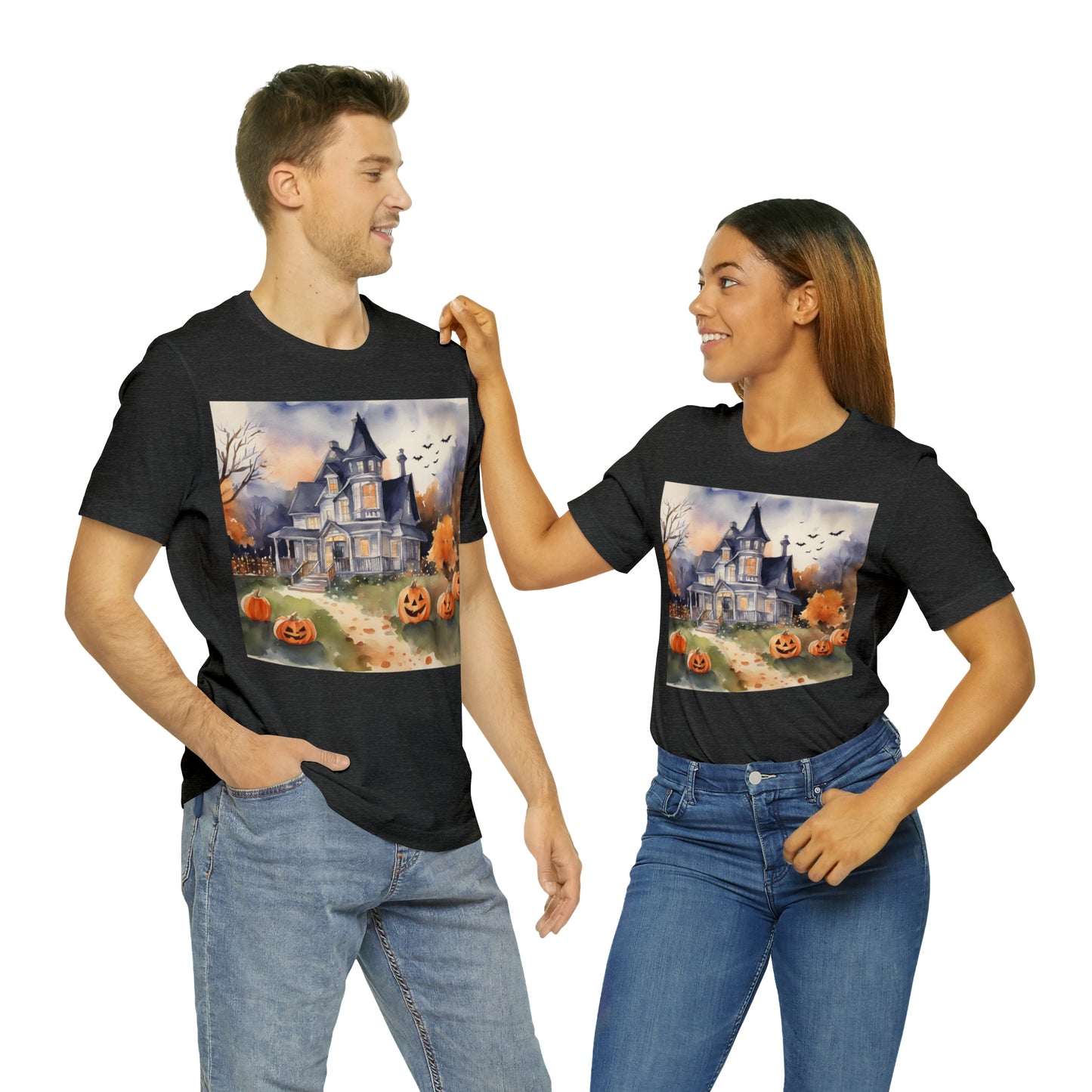 Haunted House Halloween Unisex Jersey Short Sleeve Tee