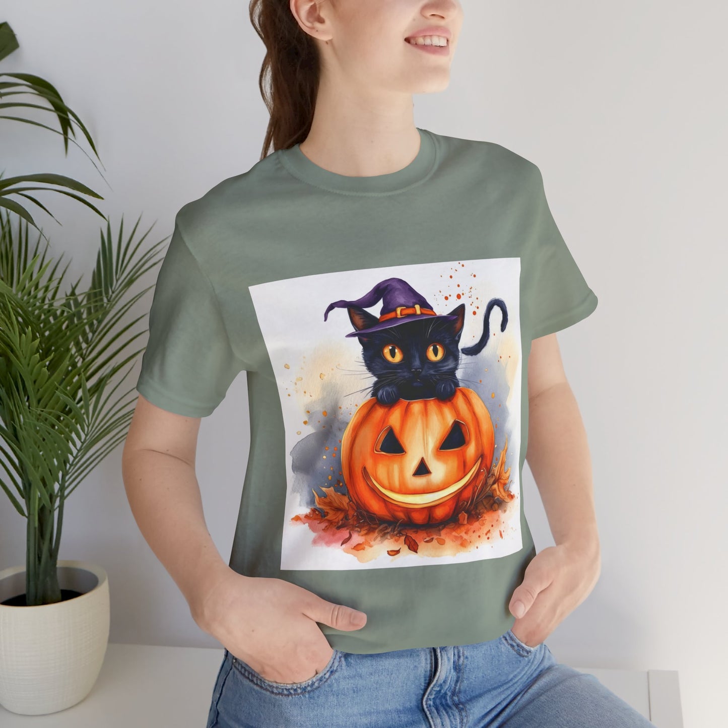 Halloween Cat Unisex Jersey Short Sleeve Tee