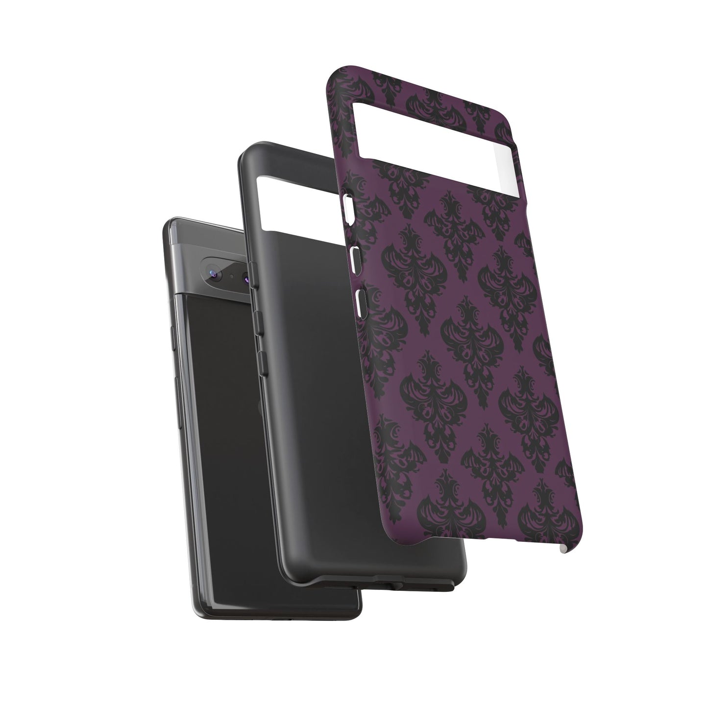 Purple and Black Victorian Damask Pattern Tough Cases