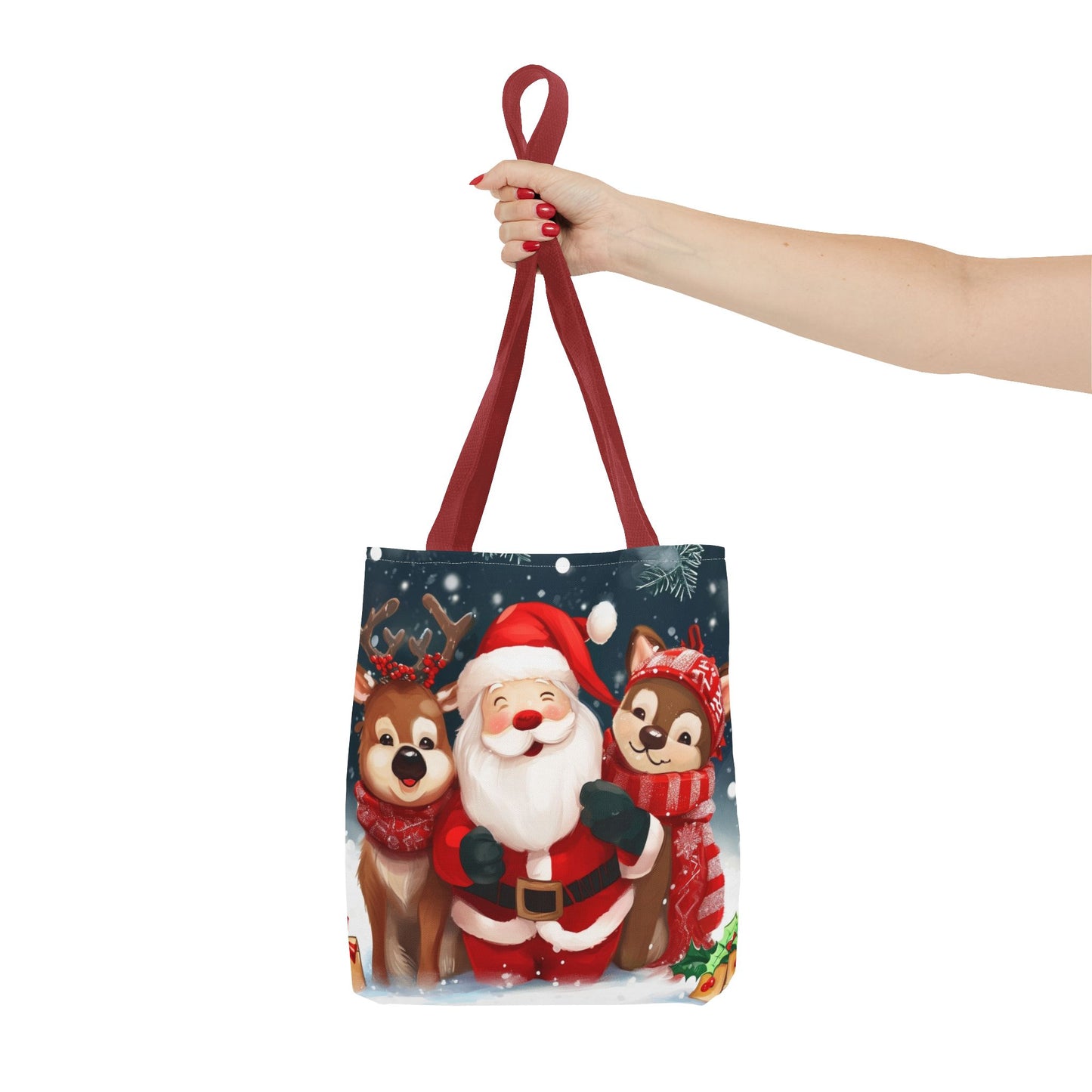 Cute Santa and Reindeer Tote Bag (AOP)