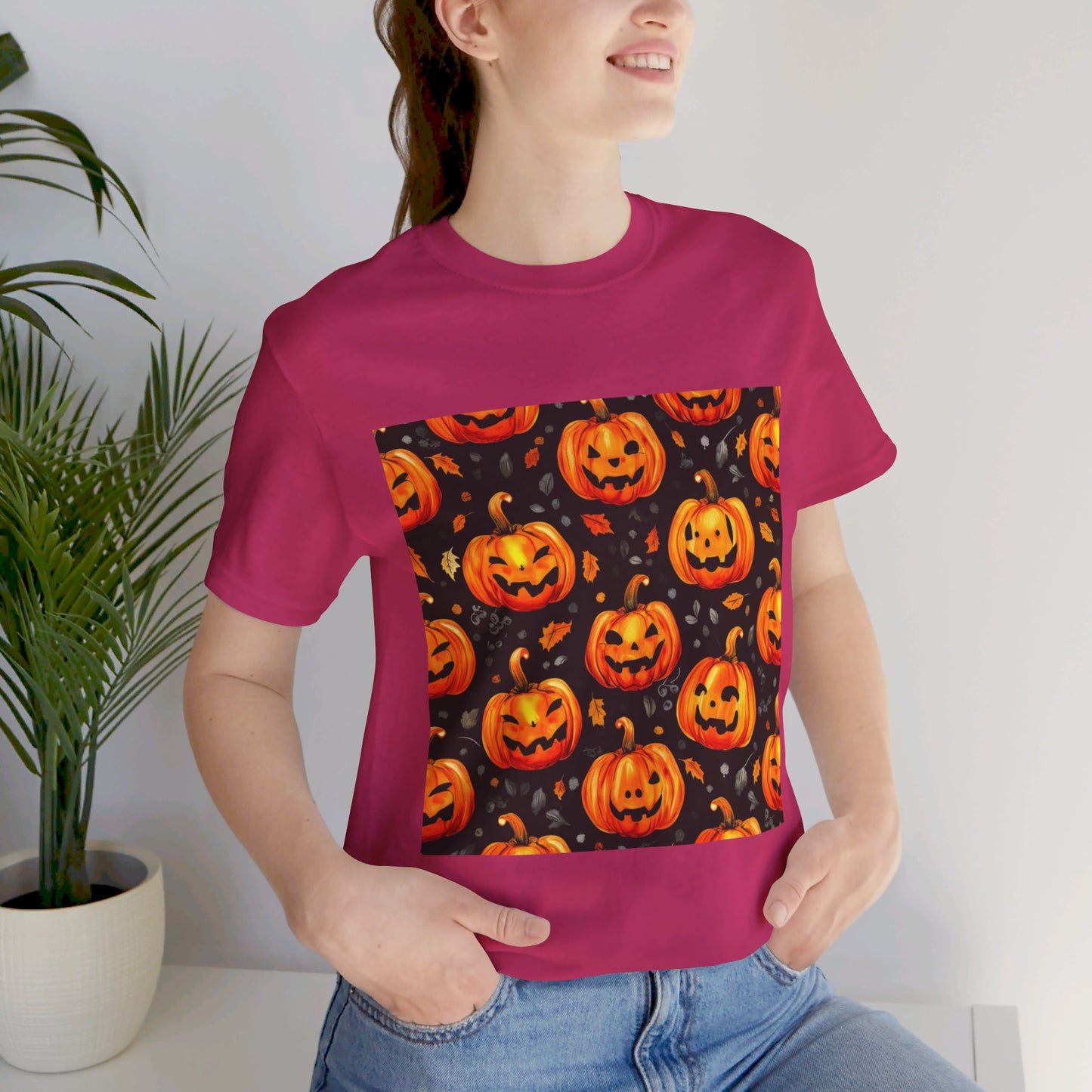 Cute Pumpkin Pattern Unisex Jersey Short Sleeve Tee