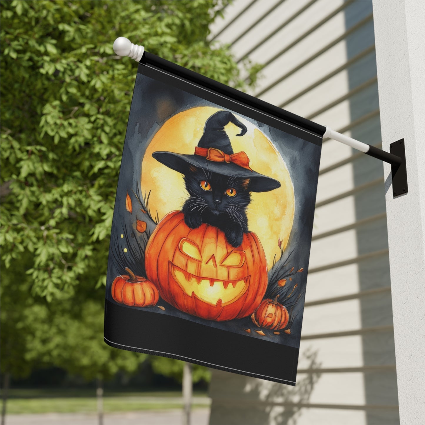 Cat Inside Jack o Lantern Garden & House Banner