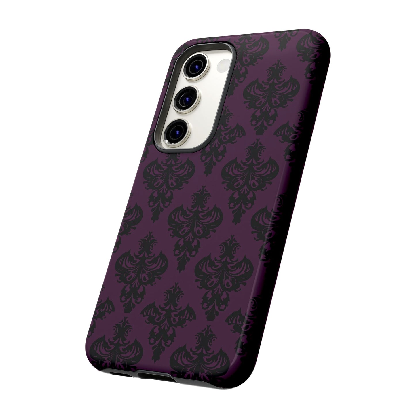 Purple and Black Victorian Damask Pattern Tough Cases