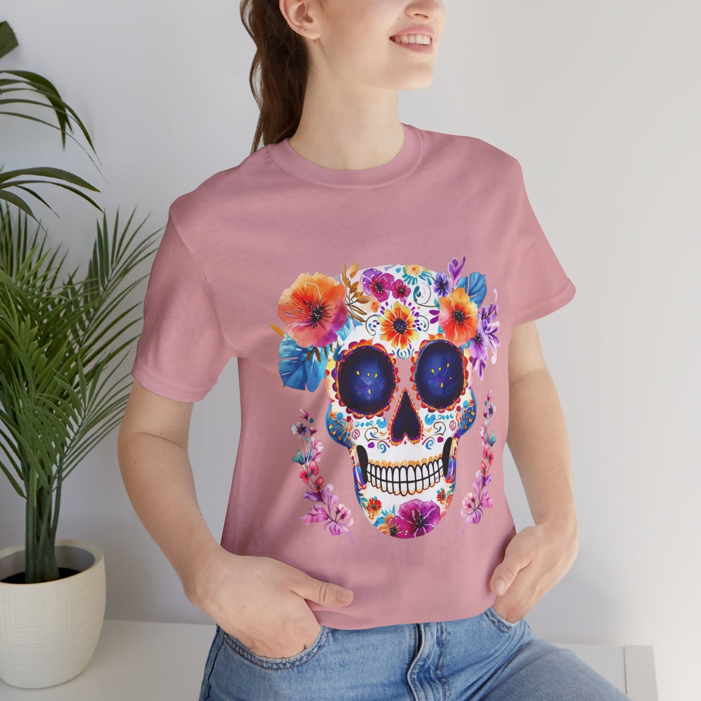 Day of the dead sugar skull Unisex Jersey Short Sleeve Tee