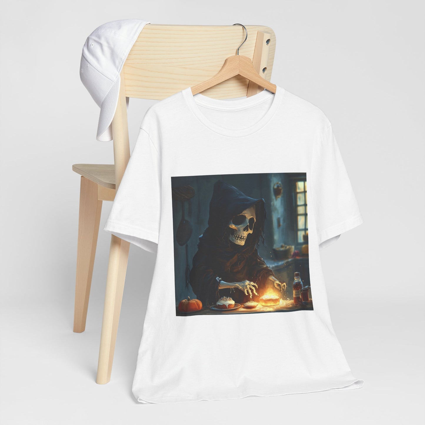 Grim Reaper Baking Sweet Rolls Unisex Jersey Short Sleeve Tee