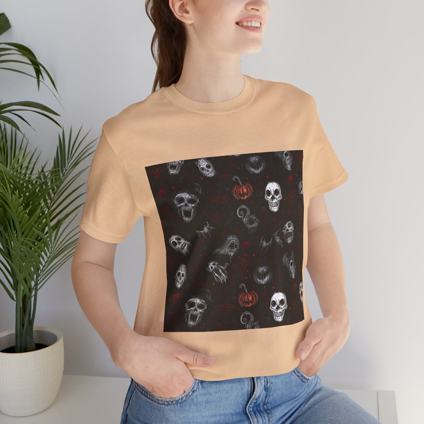 Scary Halloween Pattern Unisex Jersey Short Sleeve Tee