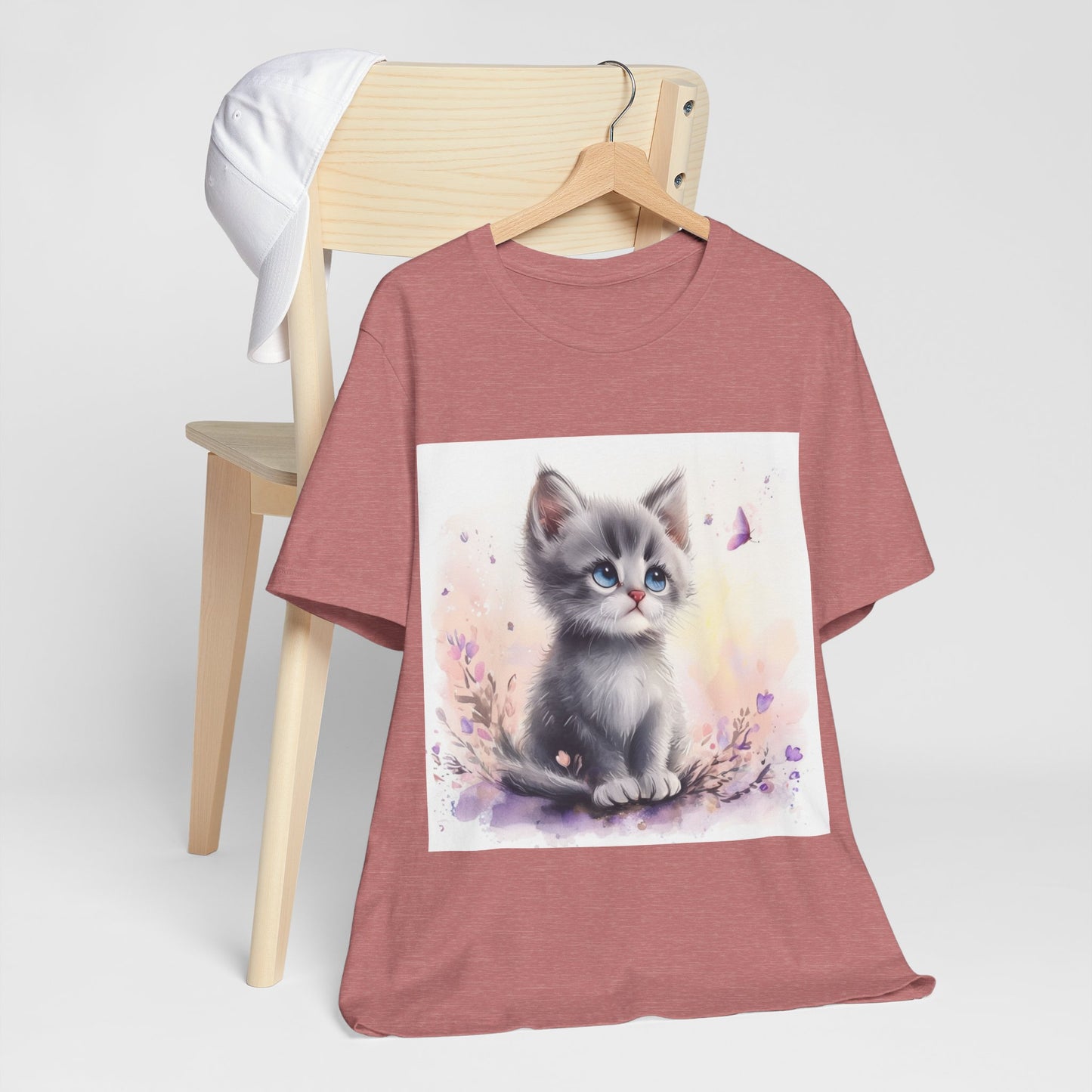 Butterfly Gray Kitten Unisex Jersey Short Sleeve Tee