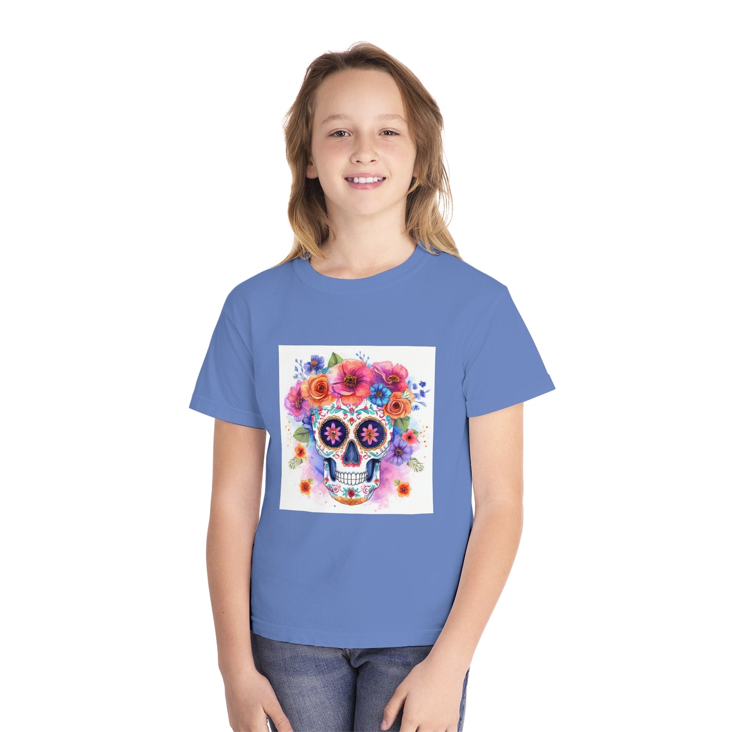 Colorful Sugar Skull Youth Midweight Tee