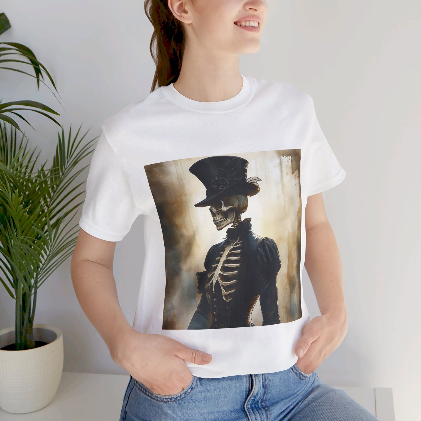 Top Hat Victorian Skeleton Unisex Jersey Short Sleeve Tee