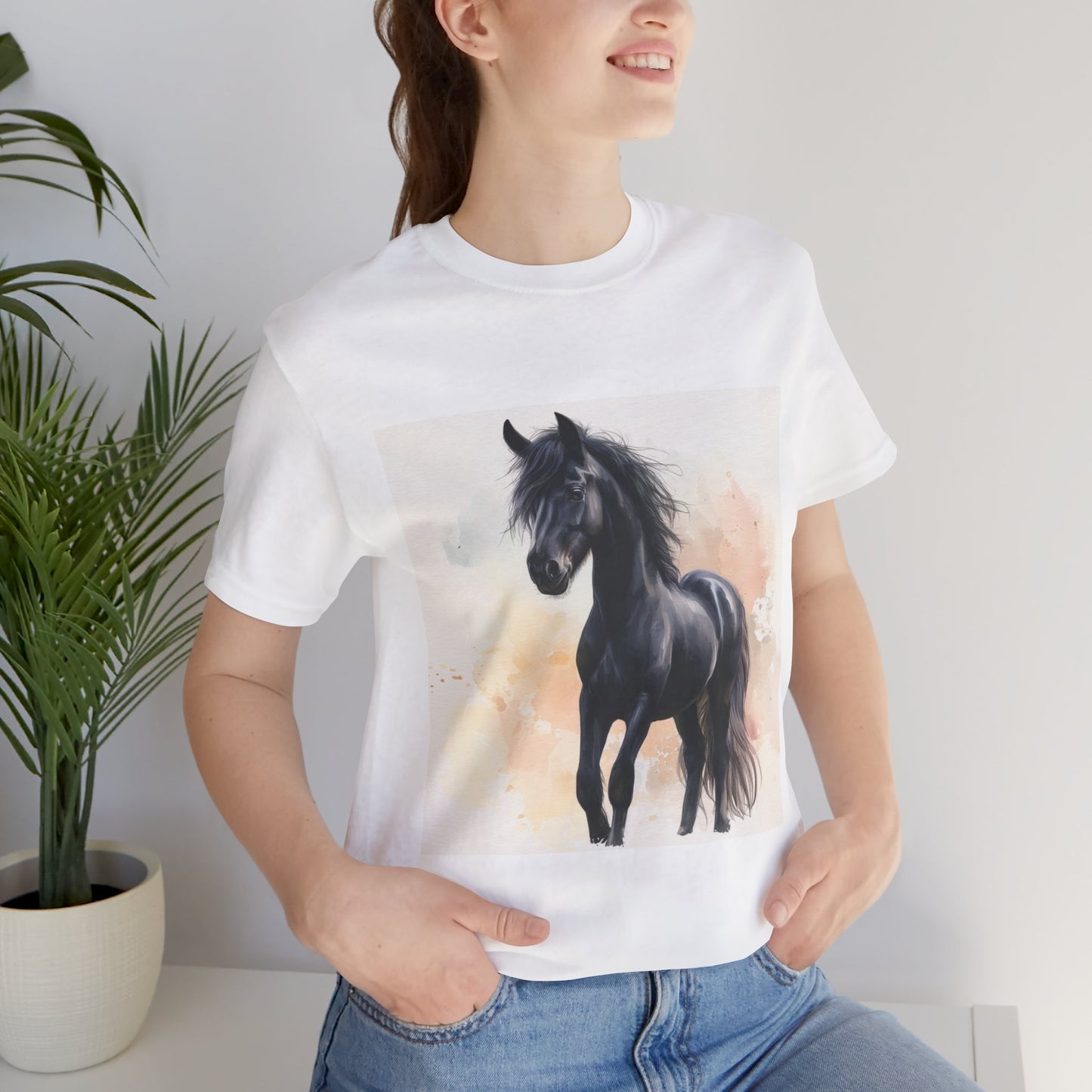 Playful Black Horse Unisex Jersey Short Sleeve Tee