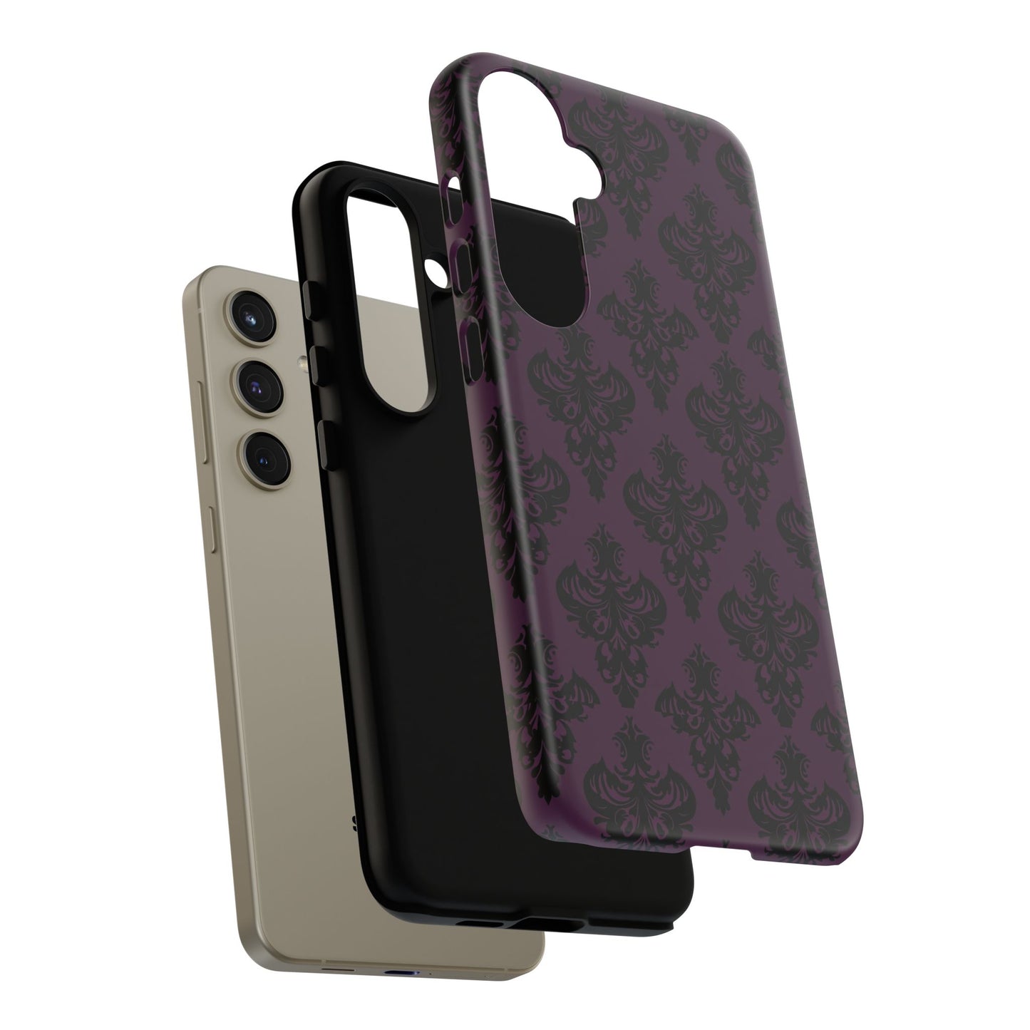 Purple and Black Victorian Damask Pattern Tough Cases