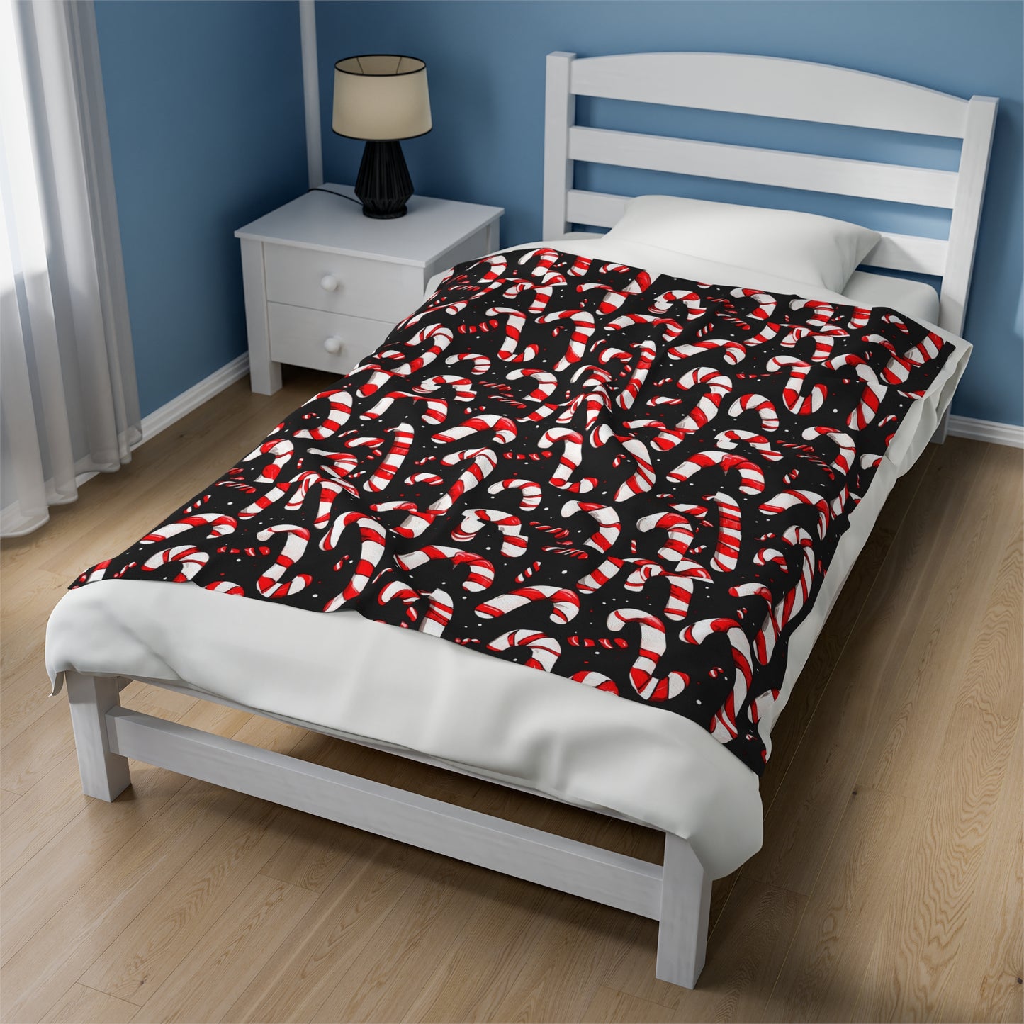 Candy Cane Pattern Velveteen Plush Blanket