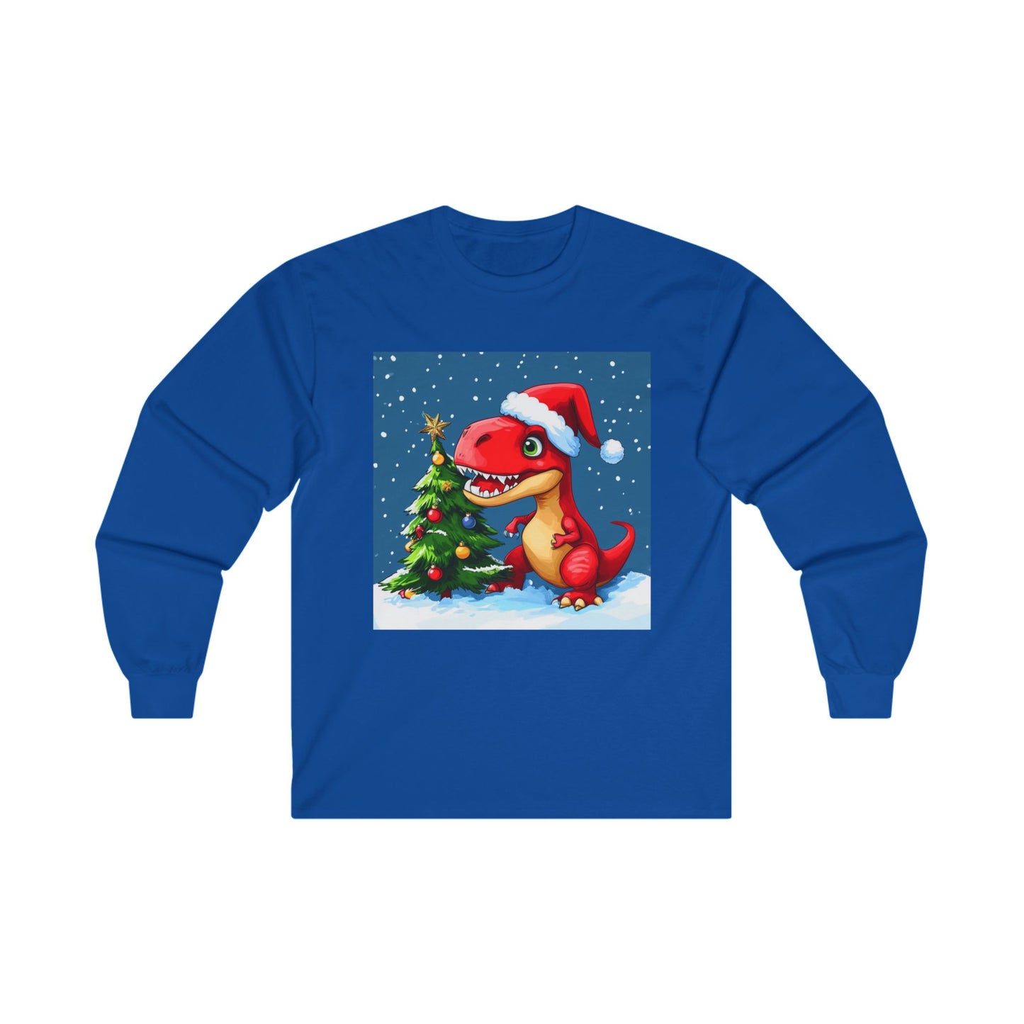 Red T-Rex Christmas Unisex Ultra Cotton Long Sleeve Tee