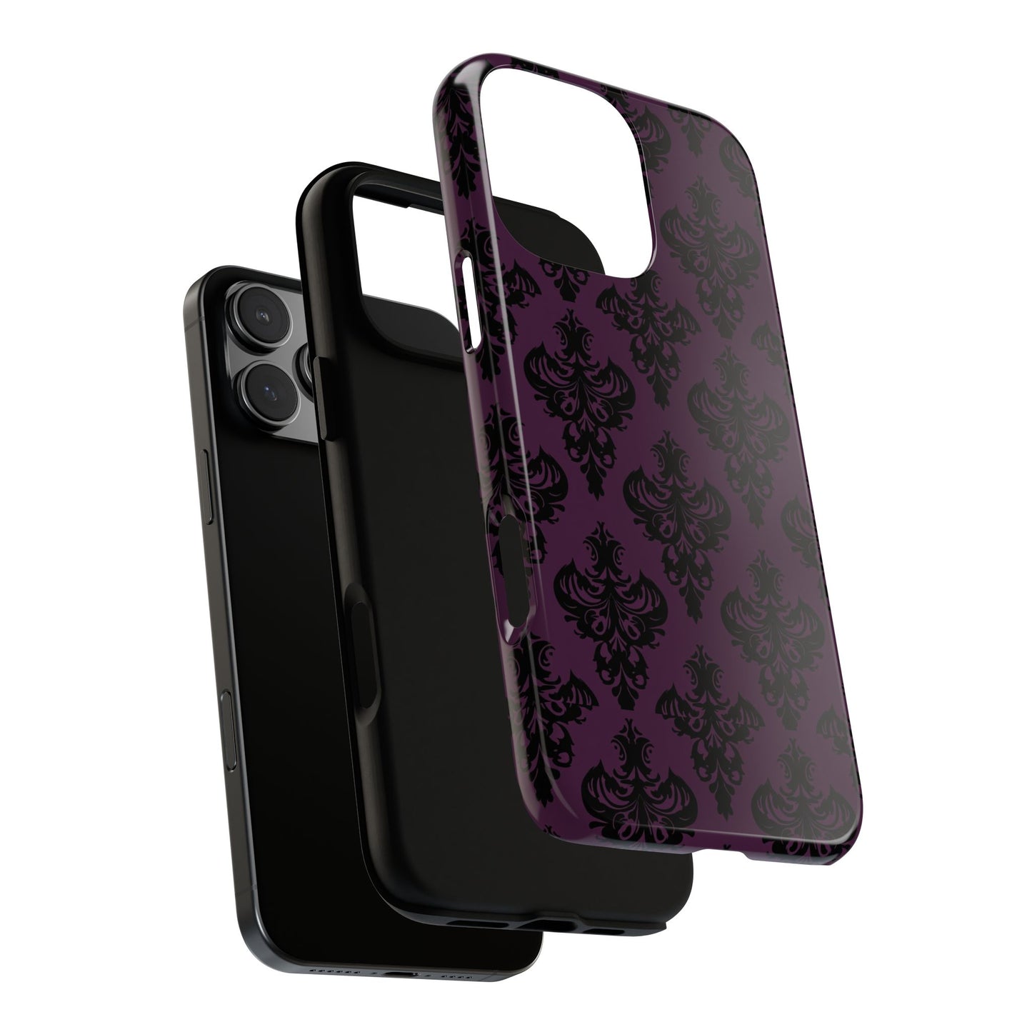 Purple and Black Victorian Damask Pattern Tough Cases